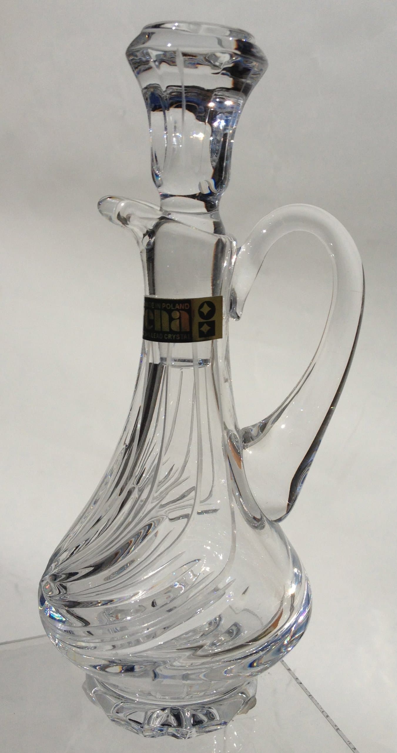 Hand Cut 24% Lead Crystal Oil Vinegar Table Pourer with Handle