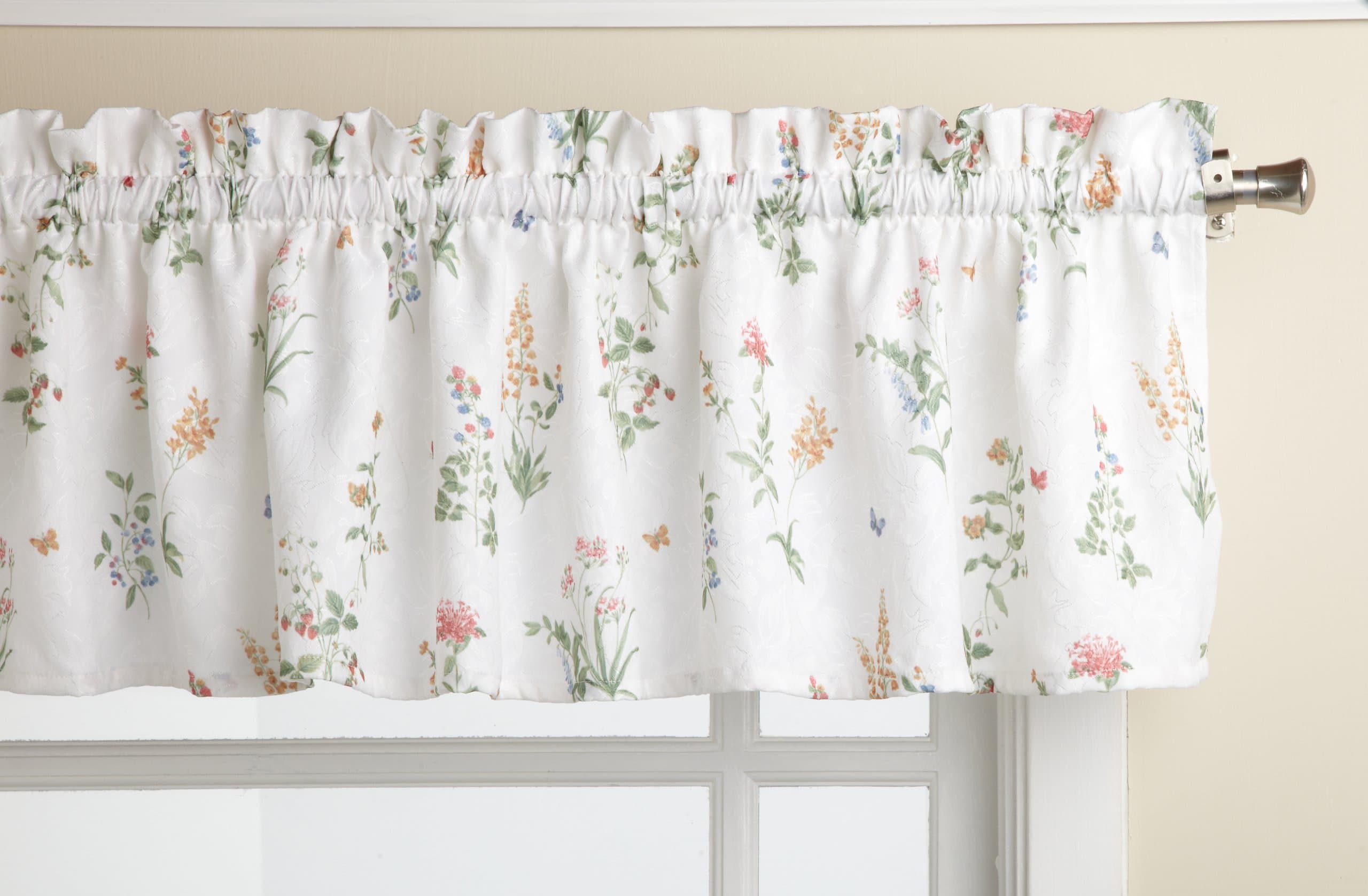 English Garden 55-inch x 12-inch Tailored Valance, White/Multi
