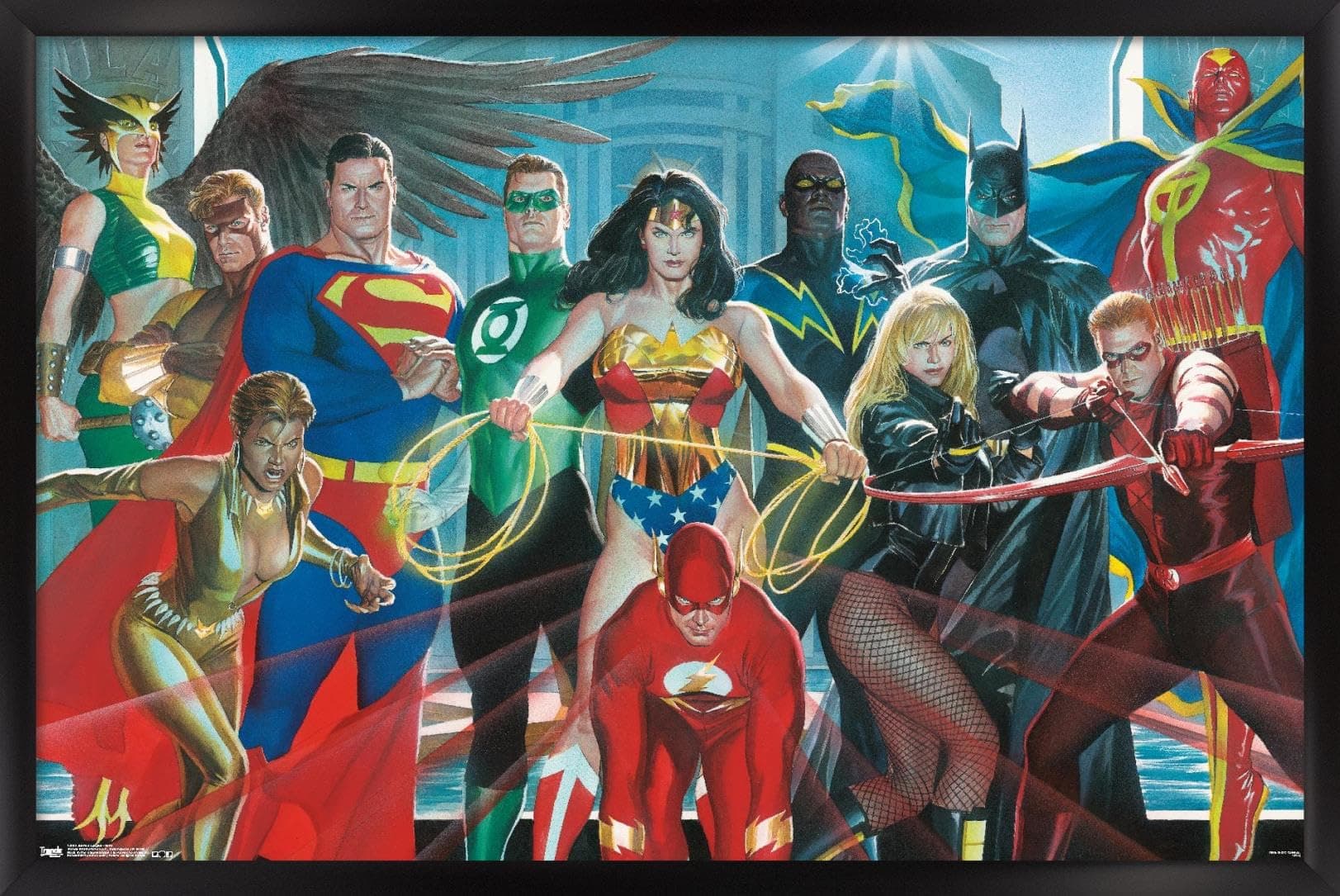 Trends International DC Comics - Justice League - Alex Ross - The Elite Wall Poster, 22.375" x 34", Black Framed Version