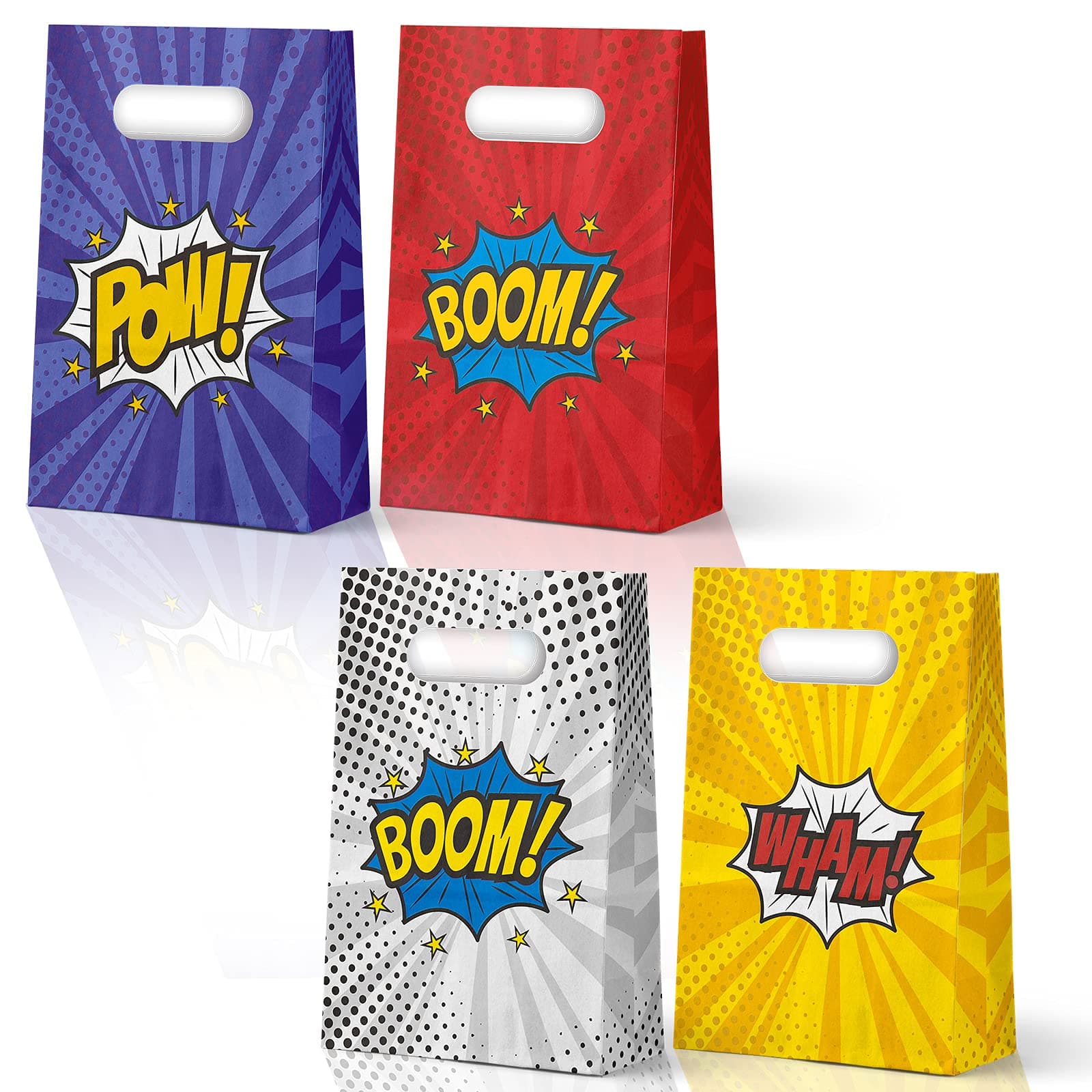 KALEFO 24 Pack Superhero Party Supplies Treat Bags Birthday Party Recyclable Cookie Candy Paper Favor Bag Super Hero Decorations