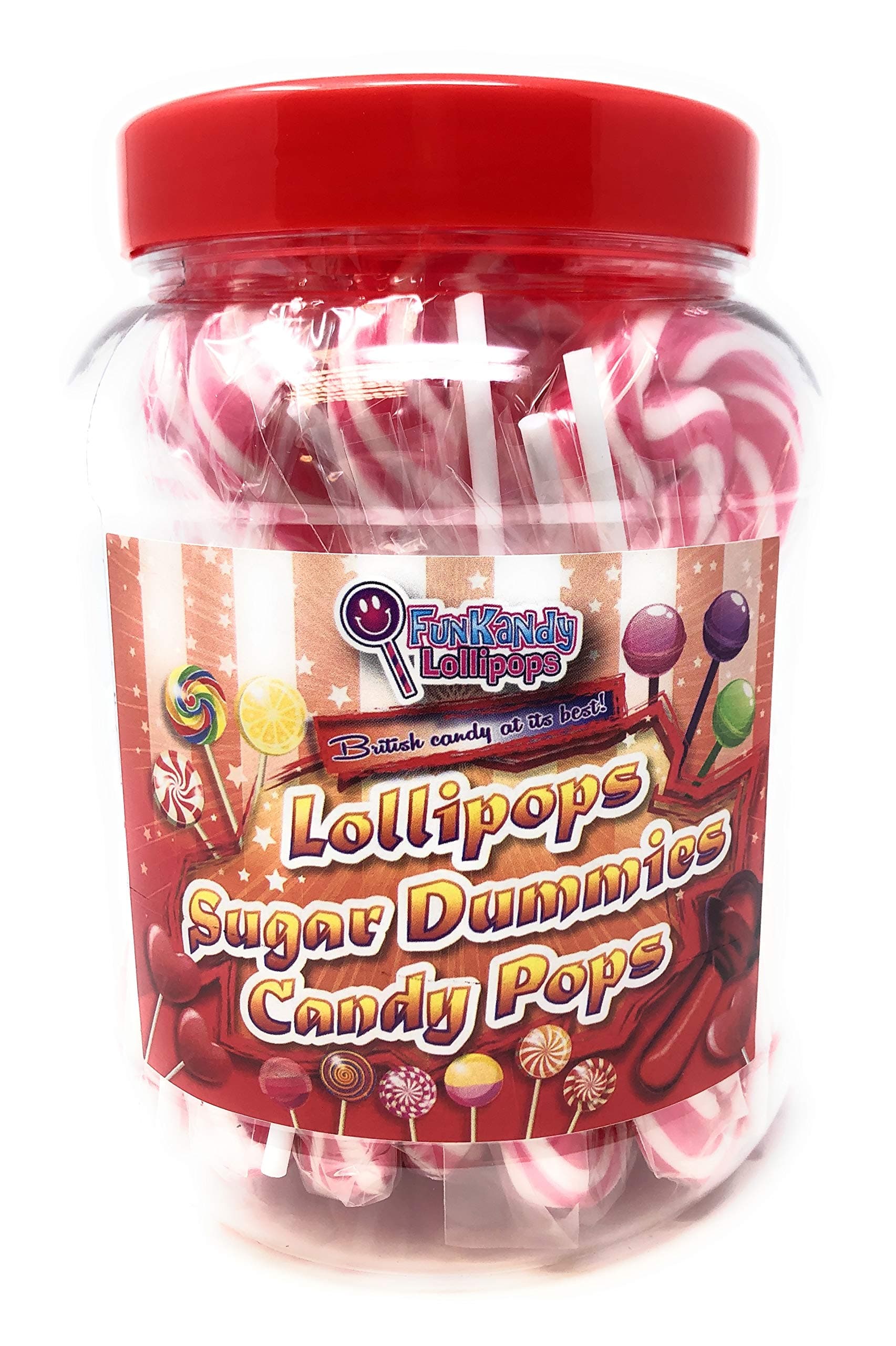 Code 0923 Fun Kandy's Fruity Swirl Pink and White Lollipops Jar Pack of 25-940g