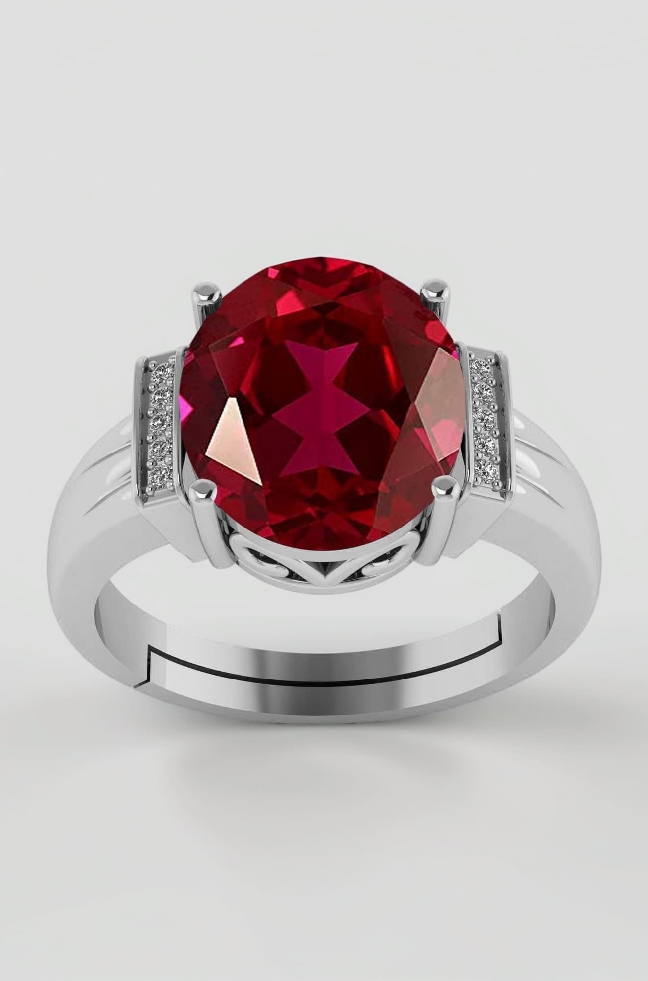 10.25 Ratti 9.50 Carat Certified And Natural Red Ruby Gemstone Silver Adjustable Ring For Men And Women