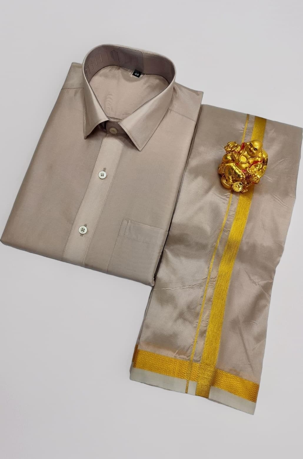 Men's Fashion Art Silk Shirt And Dhotis Combo - Full Sleeve