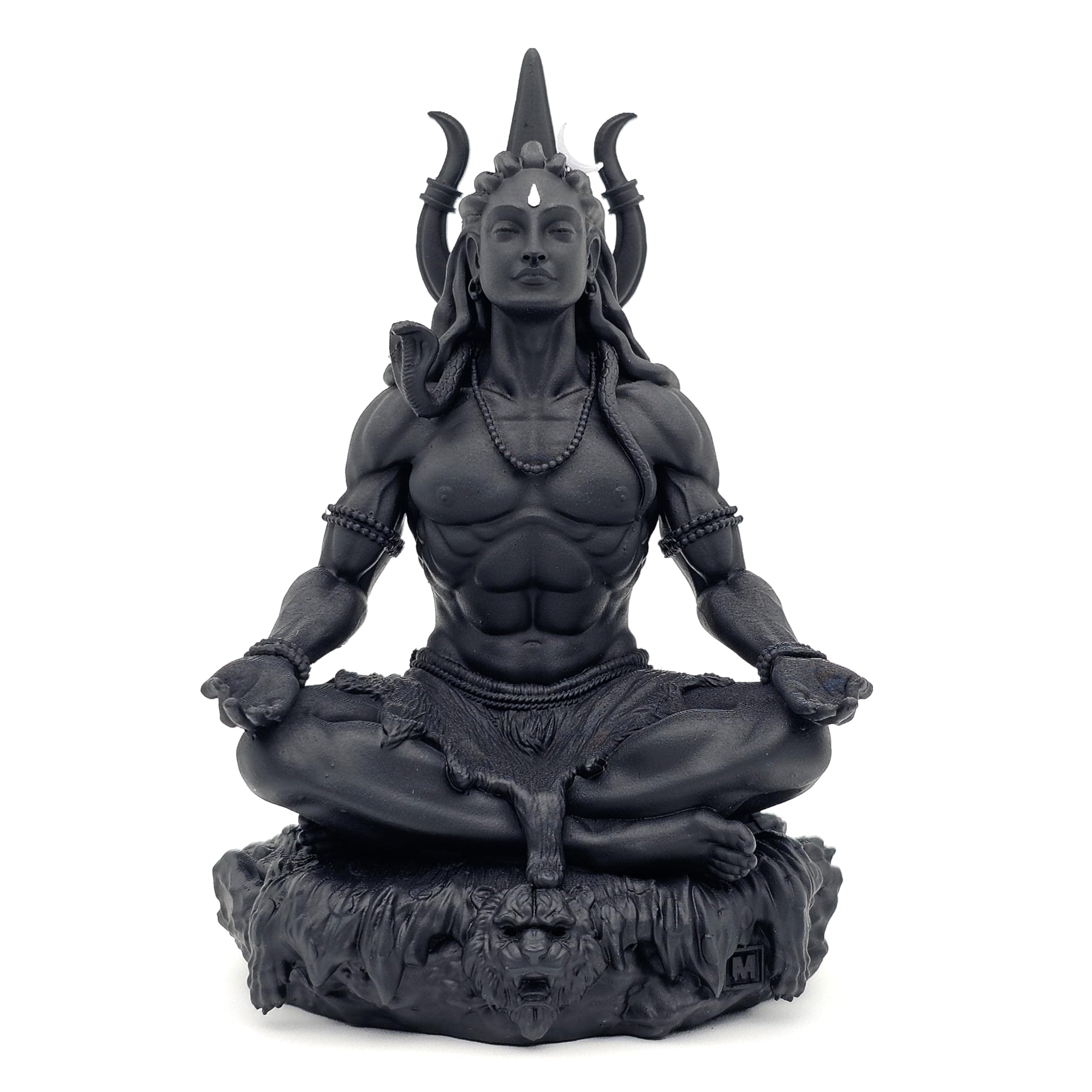 Mahayogi Shiva Murti, 8.89 cm Height, Black, 3D Printed, UV Resin, Hindu Religious Statue of Adiyogi for Car Dashboard, Home, and Gift