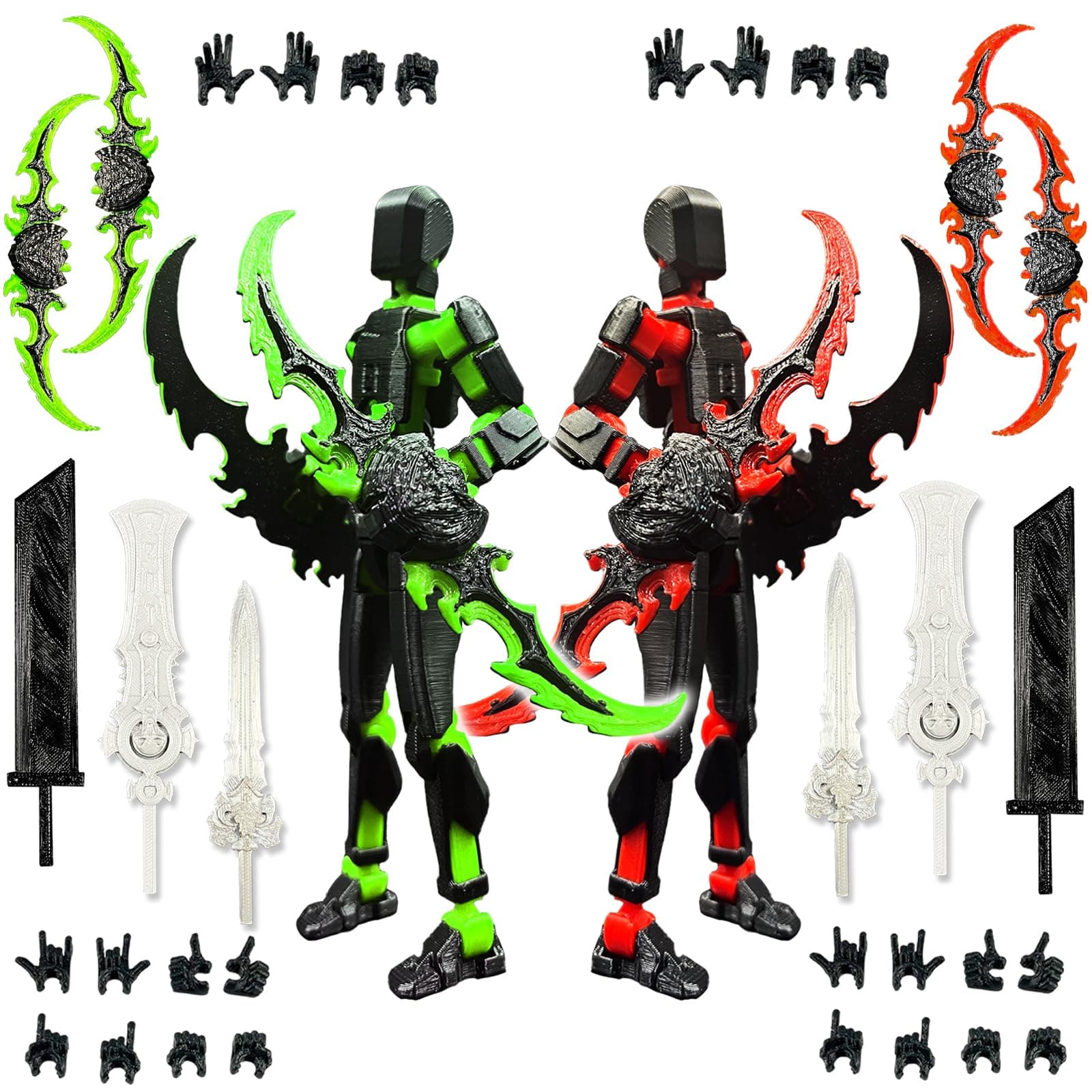 T13 New Action Figure Set (Assembly Completed), 3D Printed Multi-Jointed Movable Titan 13 Dummy Lucky 13 Mobile Robot, Nova 13 Action Figures Desktop Decorations for Game Lovers Toy (Black Red Green)