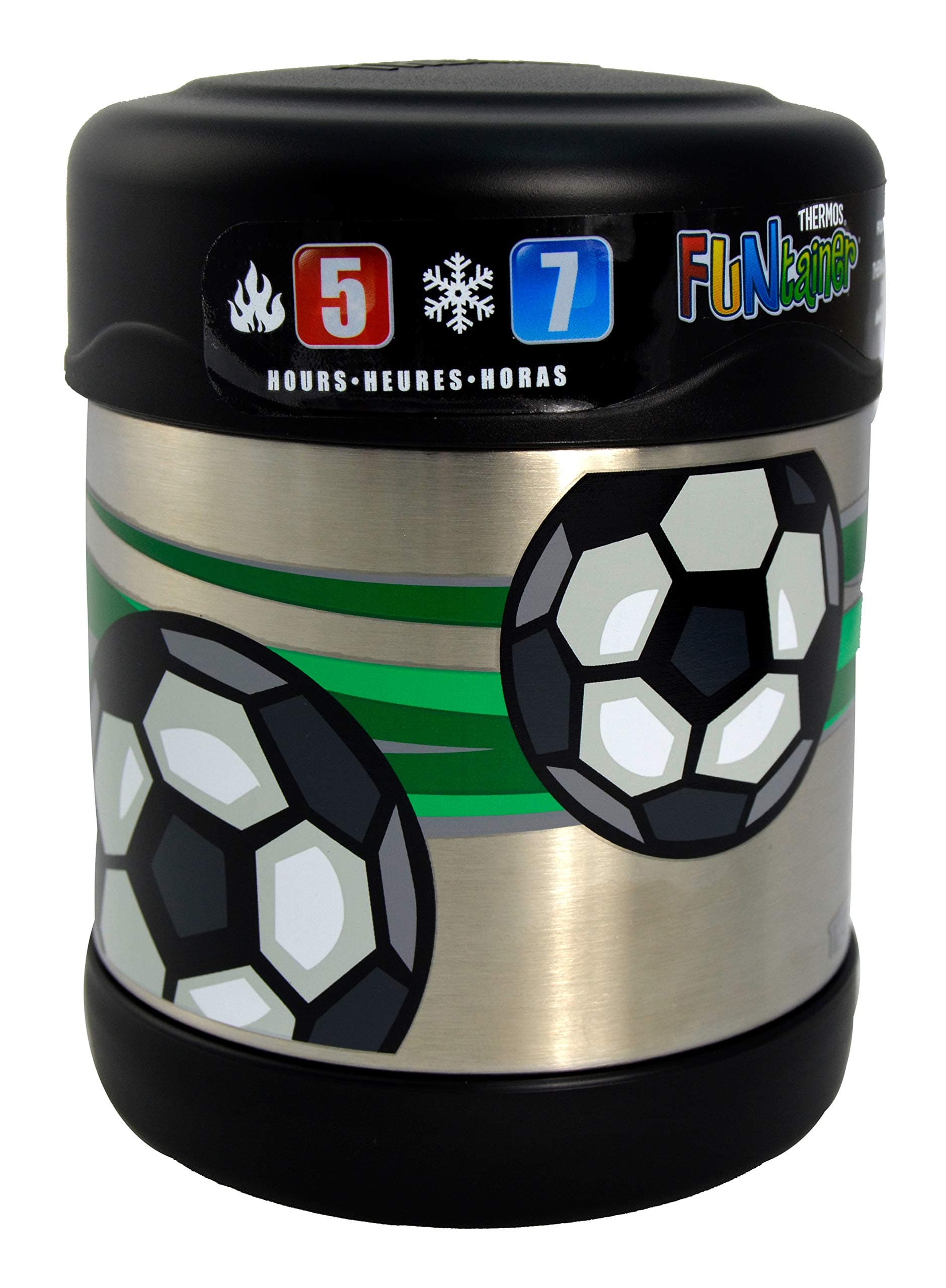 Thermos®- Funtainer® Stainless Steel Vacuum Insulated Food Jar for Kids | Durable Double Wall Stainless Steel | Keeps Food 5 Hours Hot And Keeps Cold For 7 Hours | 4 Years+ | 290ML - Football