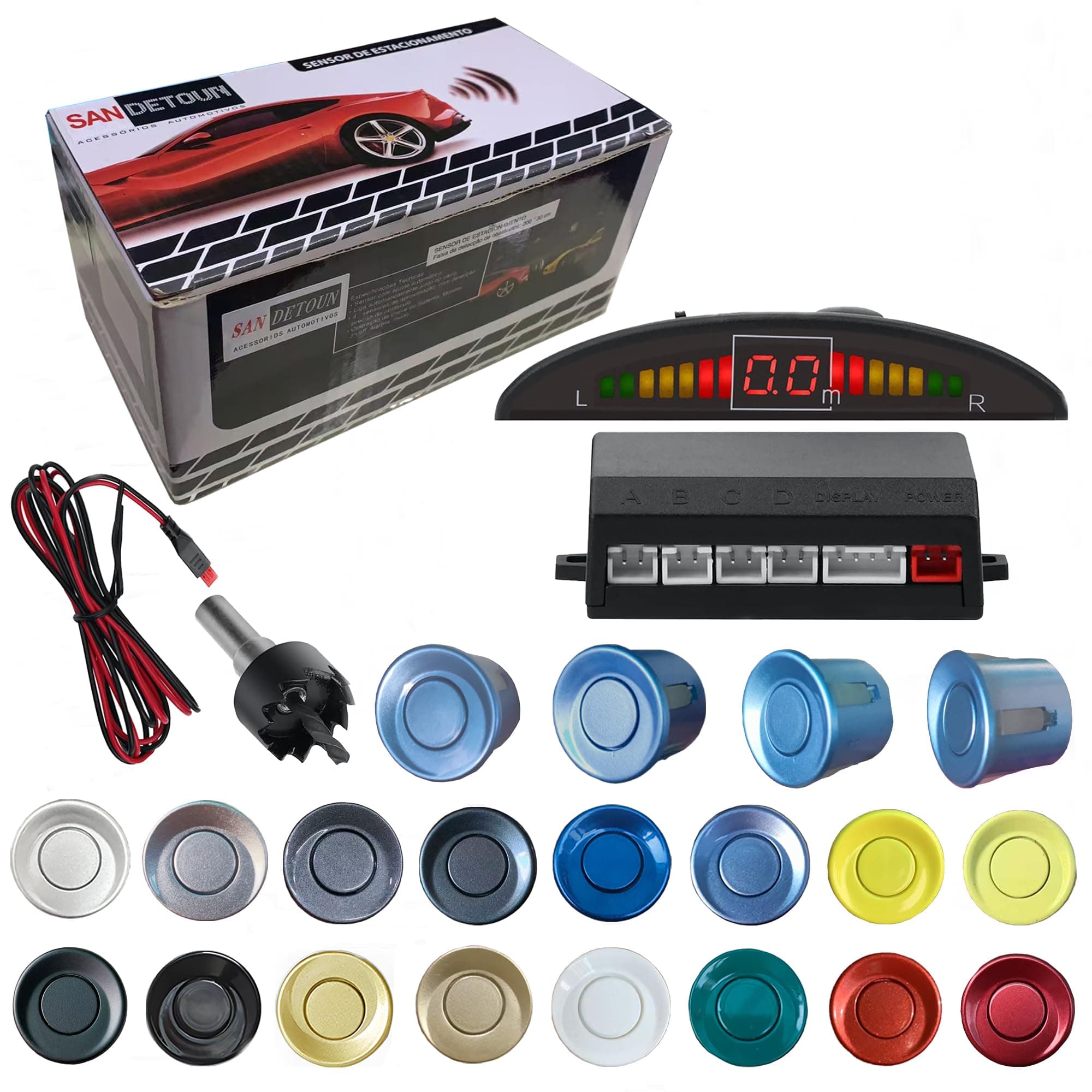 Parking Sensor Kit Backup Sensor Kit Reverse Sensor for Car 18 Color Options for Probes Adjustable Alarm Volume Professional Sensore de Reversa para Carro Safe Driving Assistant(Light Blue)