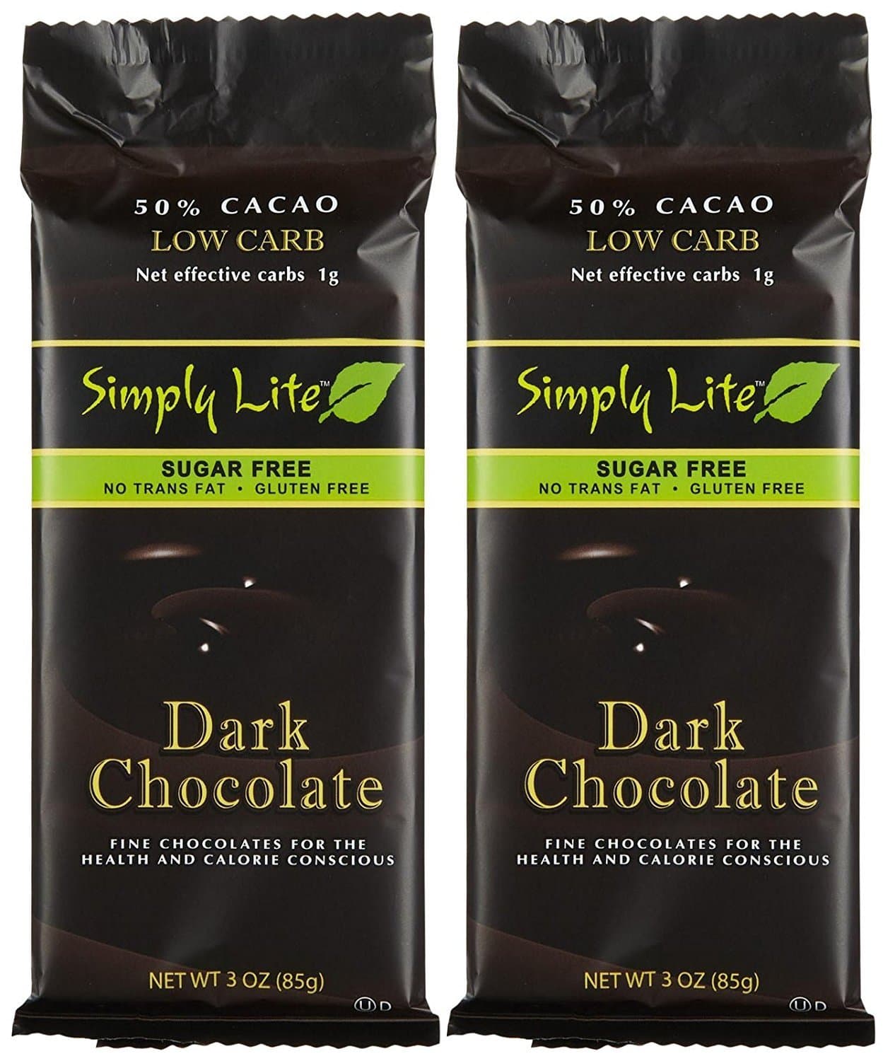 Simply Lite Chocolates - Dark Chocolate - Low Carb/Sugar-Free/50% Cacao - (Pack of 10 x 3oz)