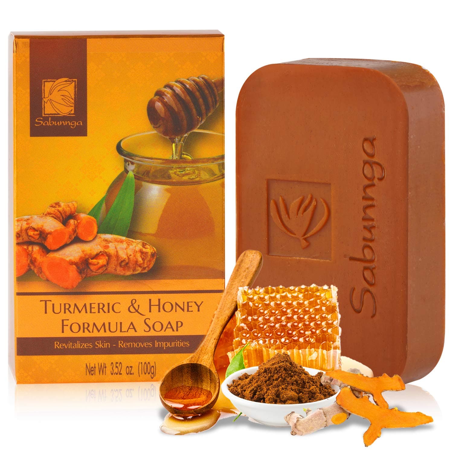 Turmeric Soap Bar - Natural Turmeric Soaps Honey , PH Balance Bars For Face & Body , Fade Dark Spots Gentle Exfoliating