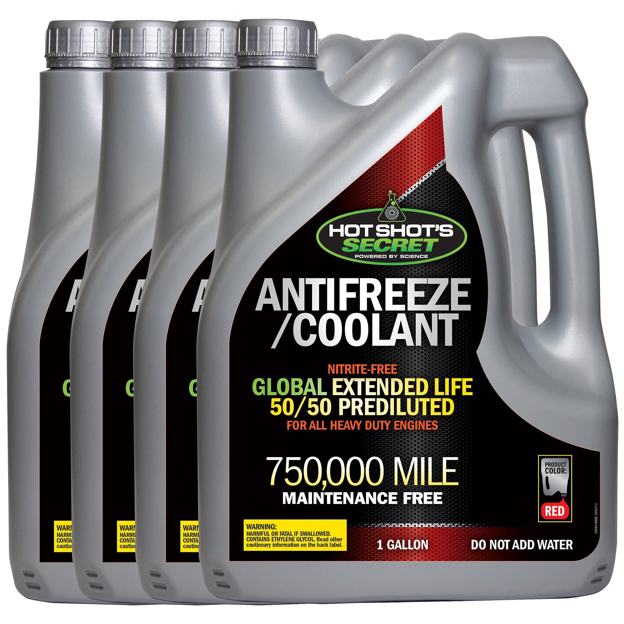 750,000 Mile 50/50 Prediluted Red Antifreeze/Coolant 4 Pack of 1 Gallon
