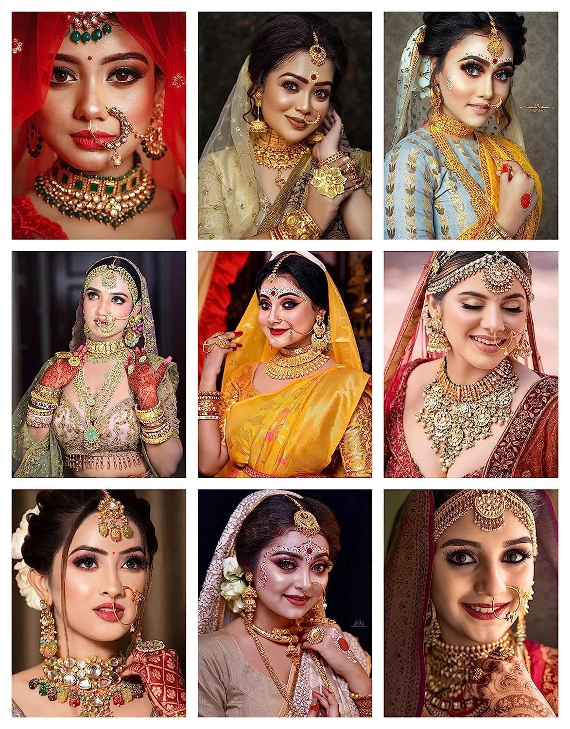 Dulhan Glamour Makeup Salon Wall Poster for Beauty Parlour, Spa Saloon, Hair Saloon Wall Décor Pack of 09 (Multicolor, Size -30 cm X 45 Cm)