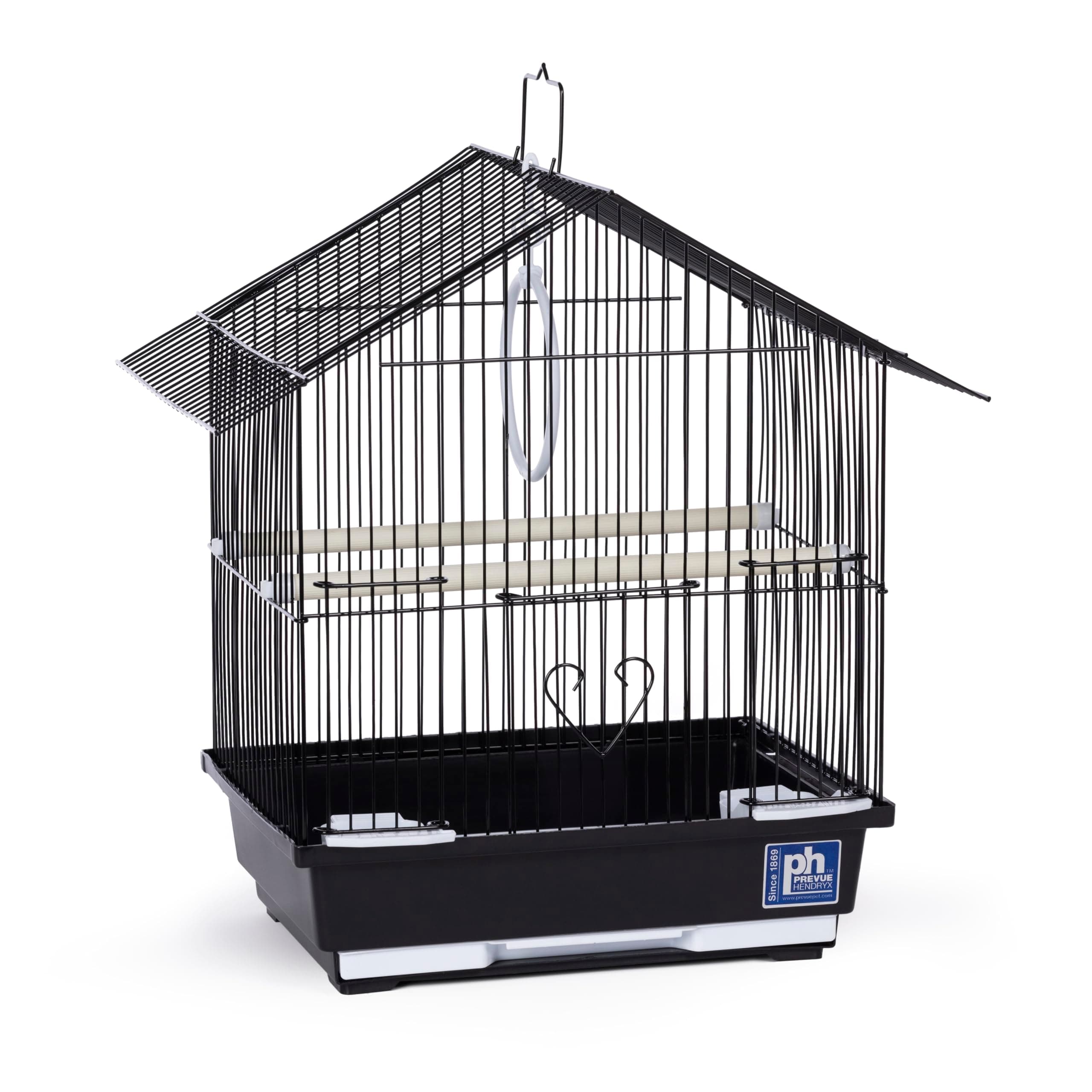 Prevue Pet Parakeet Manor Bird Cage with Handle - Versatile Carrier for Home or Travel, Small Bird Accessories, Easy Storage, Ideal for Canaries, Budgies, Finches, Parakeets, and More - Black