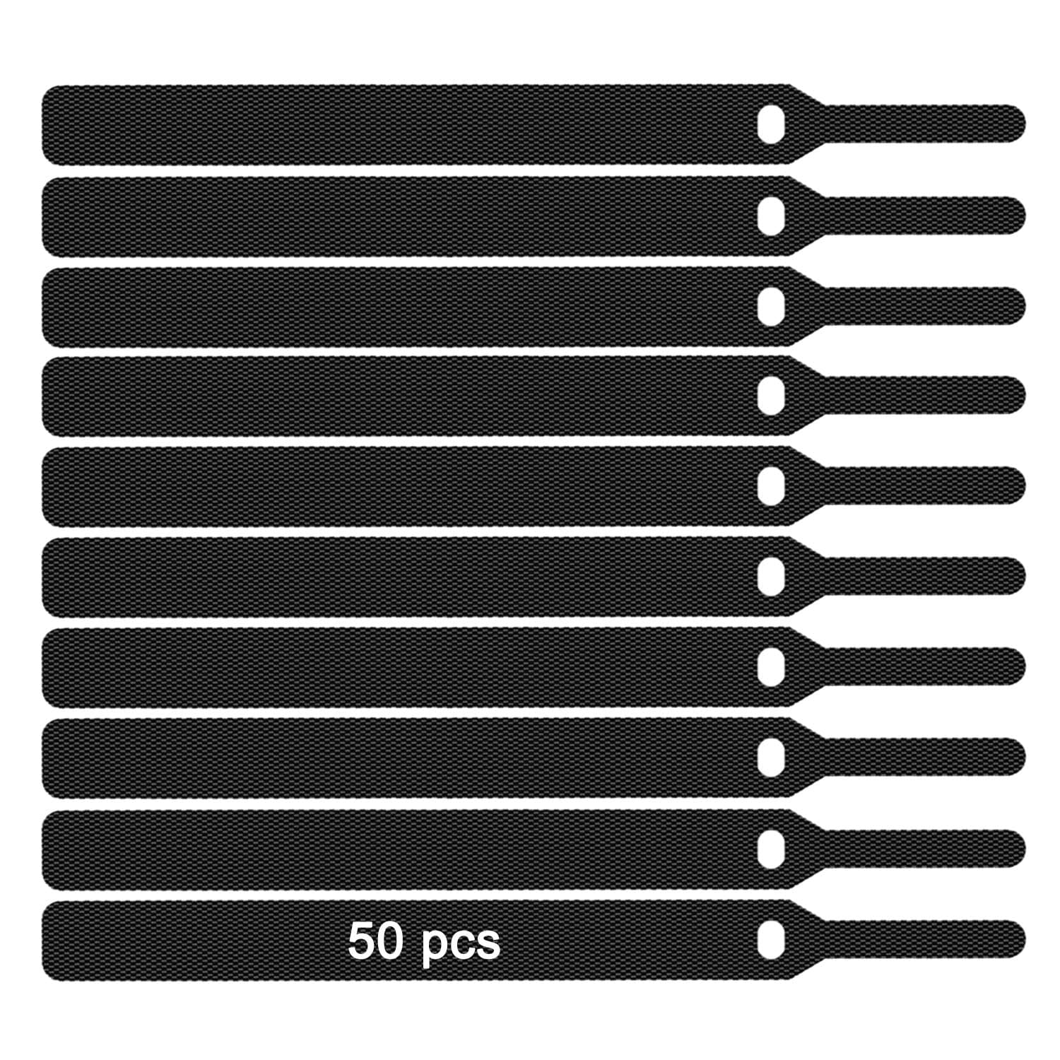 upHere Black Reusable Cable Ties Straps Adjustable Tidy Wrap Hook and Loop,50 Pack/CT504