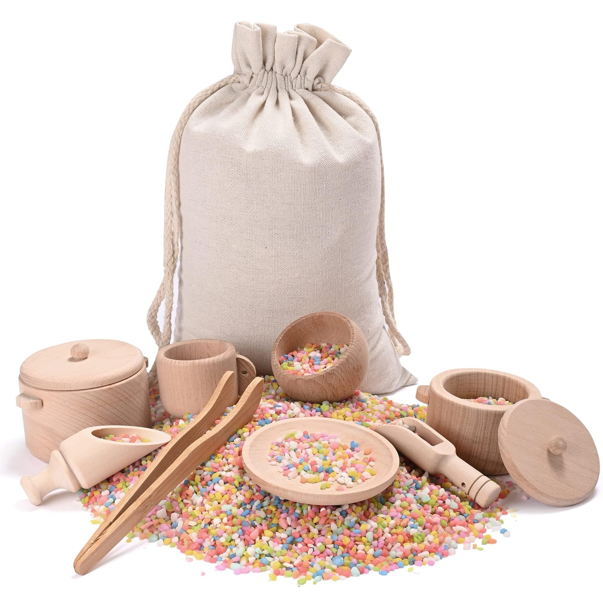 Sensory Bin Toys for Toddlers - Montessori & Waldorf Pretend Play Dish & Tongs - Fine Motor Learning Toys for Sensory Table Activities