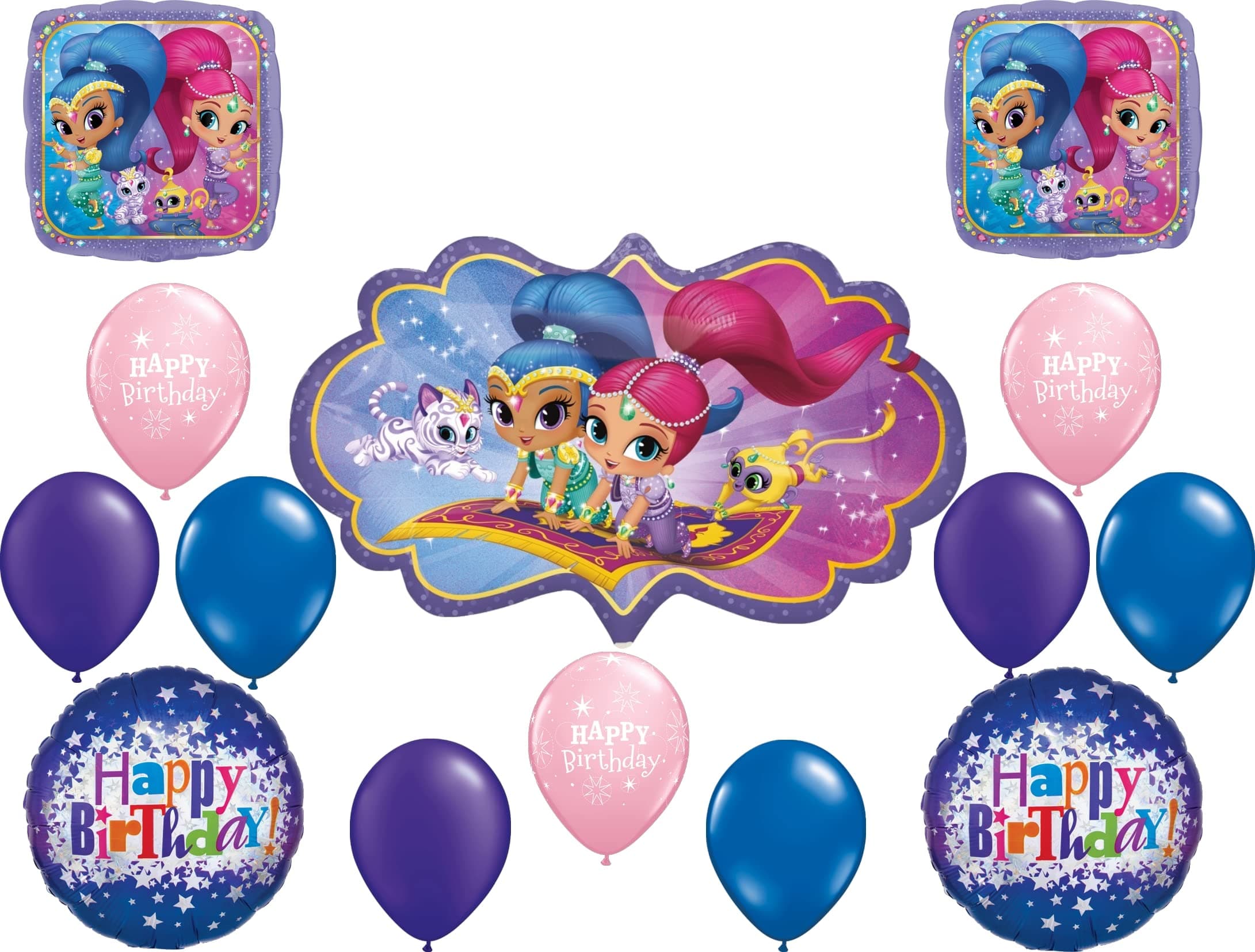 SHIMMER AND SHINE HAPPY Birthday Party Balloons Decoration Supplies Genie Nick