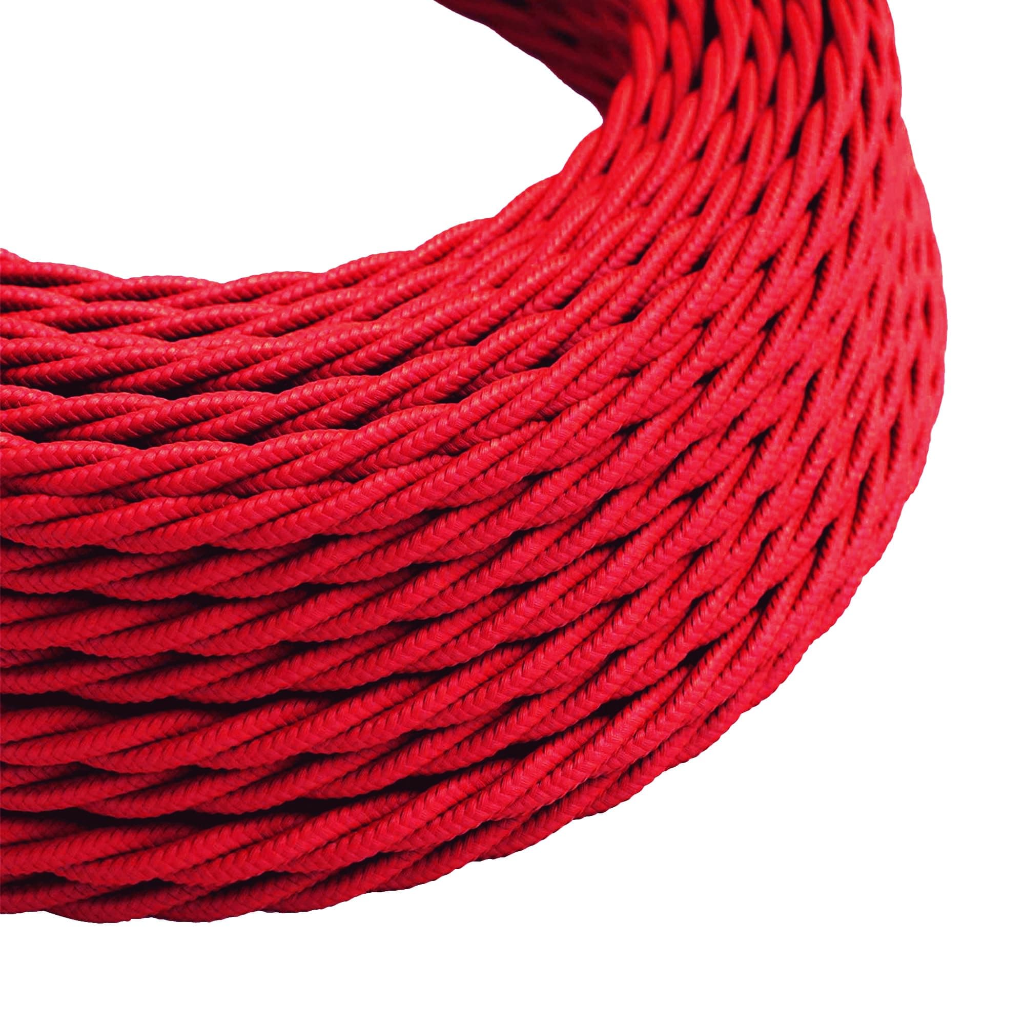 LEDSone 3 Core Twisted 5 Meter Red Fabric Braided Flex Lighting Cable, Light Flex Cable DIY Electrical Wire for Lamps, Electrical Cable Wire Flexible Fabric Wire Braided Flex Cable for Appliances