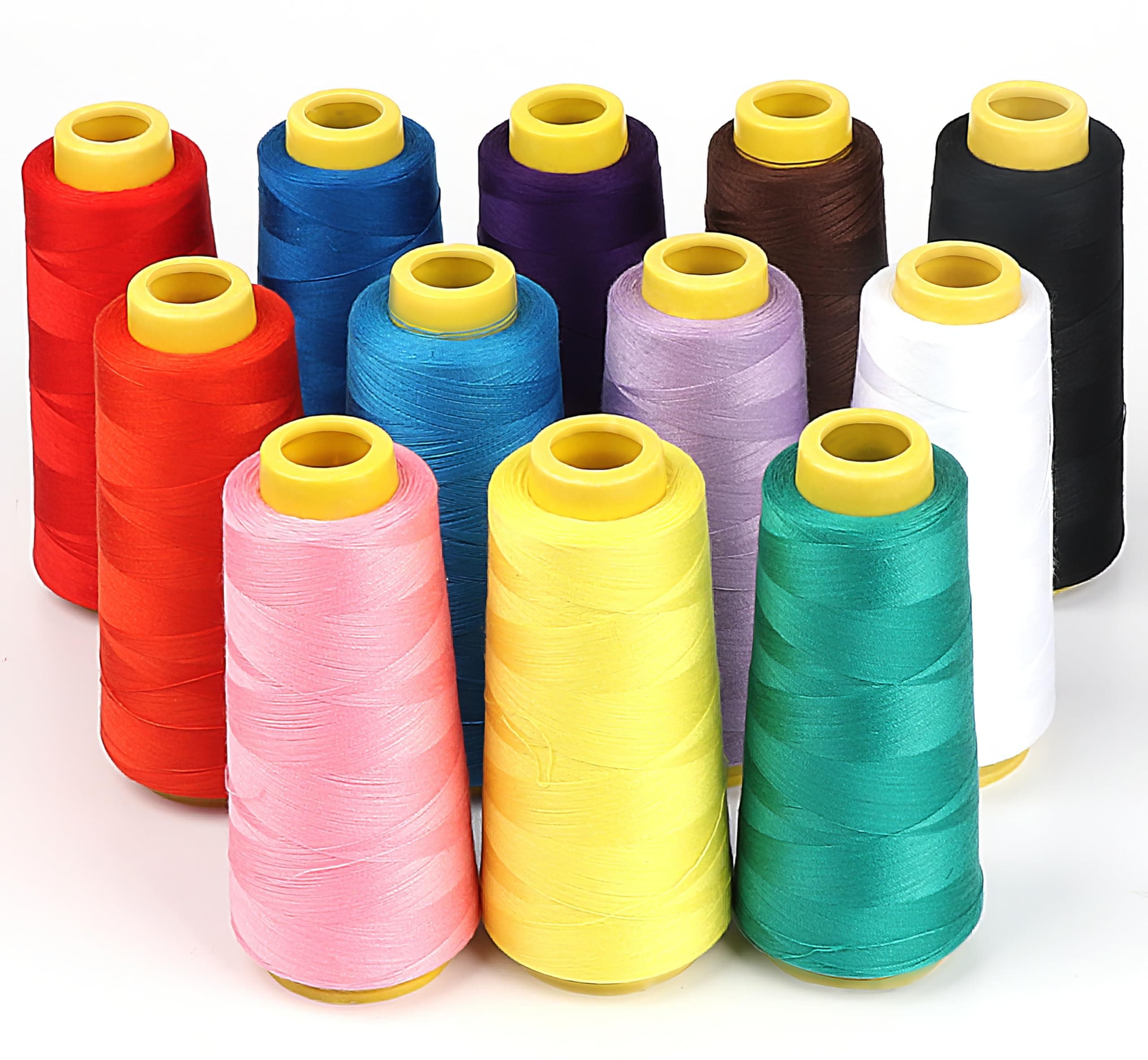 12 x 1800 Yards Serger Thread Cones, All Purpose Polyester Thread Assorted Colors, Overlock Sewing Thread Spools for Sewing Machine Quilting Overlock Piecing and Drapery Machine