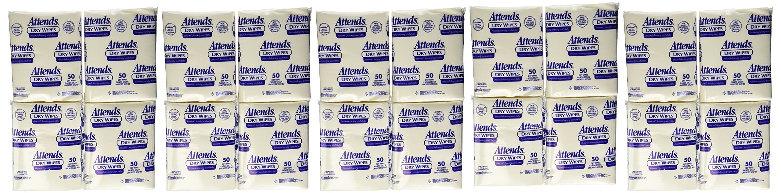 2503 - Attends Dry Wipes, 10"x13", 50 Count (x20) (Pack of 20)