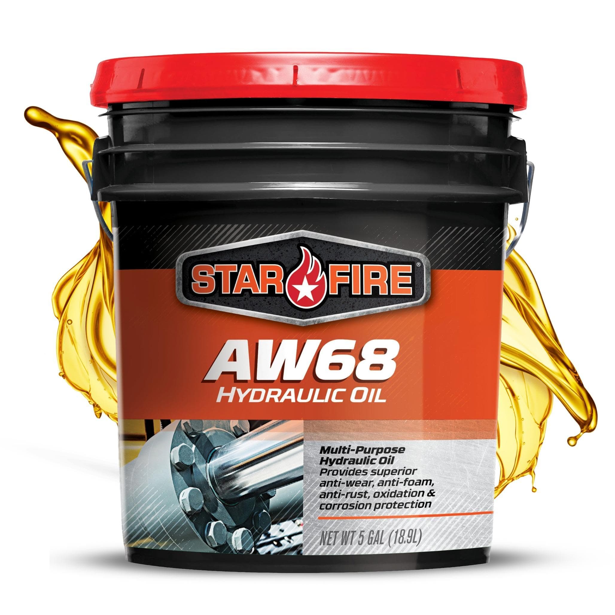 STARFIRE AW68 Hydraulic Oil – 5 Gallon Pail – Premium Anti-Wear Formula for Industrial and Mobile Equipment – Anti-Foam, Rust and Oxidation Protection – ISO 68 Hydraulic Fluid