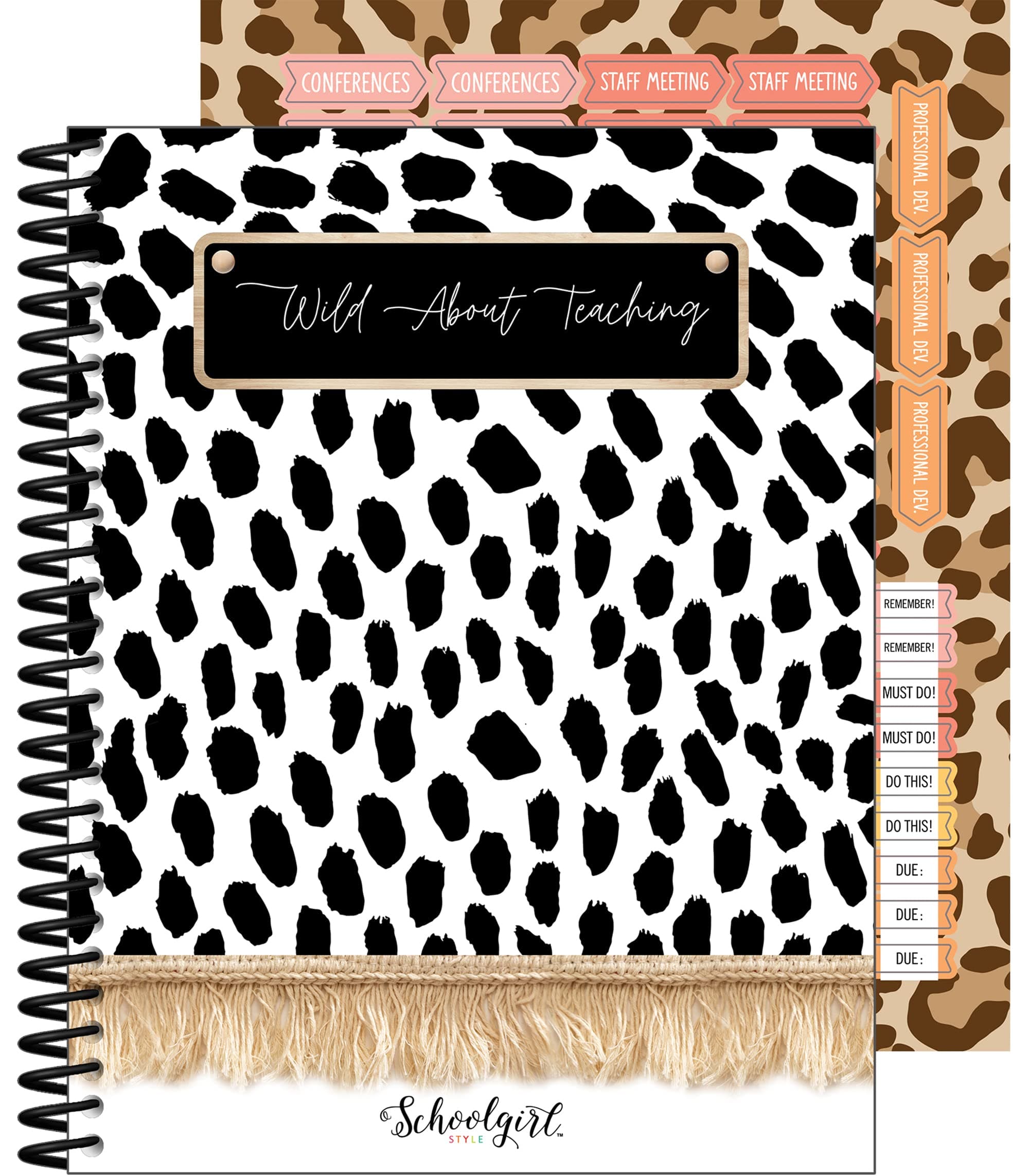 Simply Safari Teacher Planner, 8" x 11" Undated Teacher Planner With Planner Stickers, Leopard Print Teacher Lesson Planner for Classroom Organization and Animal Print Classroom Décor