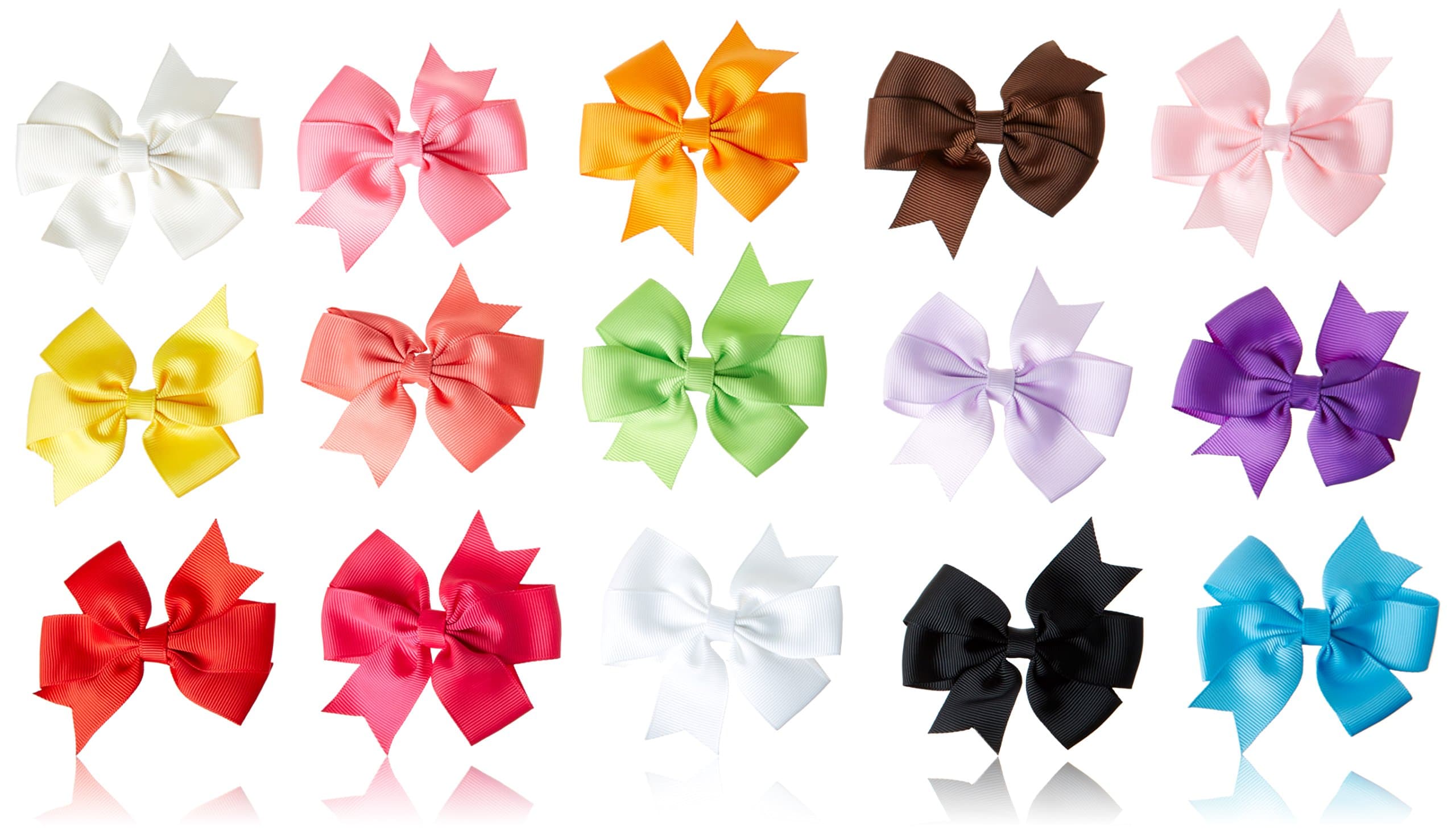 15pc 3" Boutique Hair Bows Girls Kids Alligator Clip Grosgrain Ribbon Headbands 15 Color