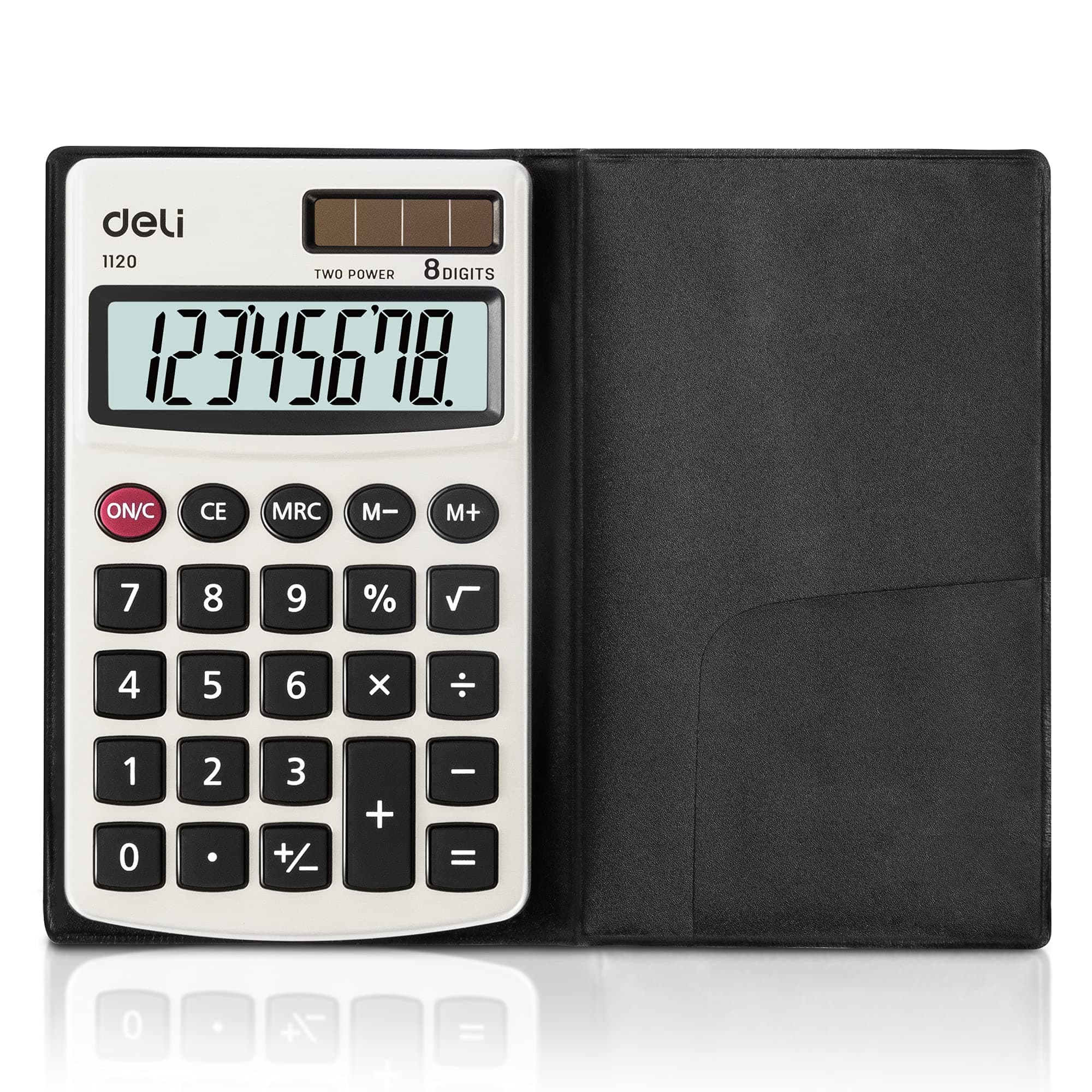 Calculator, Standard Function Basic Calculators, Solar Battery Dual Power Office Calculator with Cover, Metal Panel