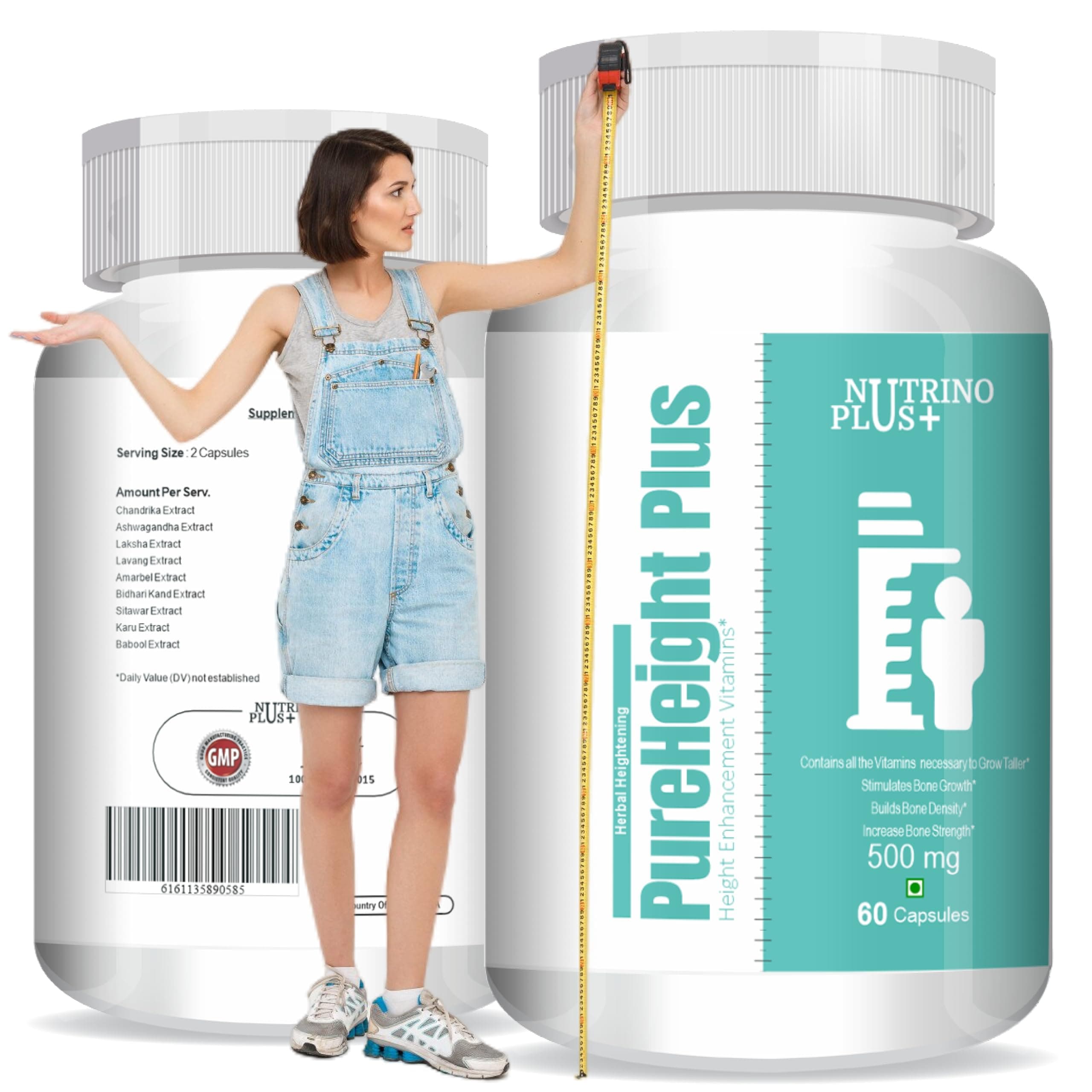 Pure Height Plus – Height Growth Supplement for Adults & Teens, 60 Vegetarian Capsules