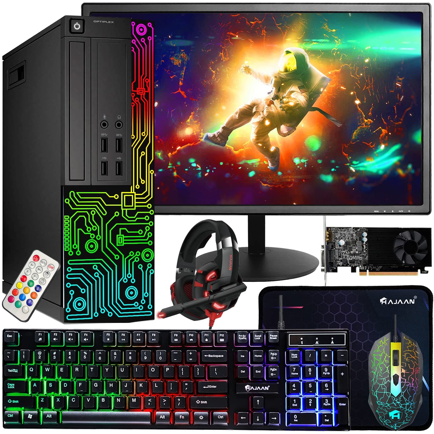 Dell Gaming OptiPlex Desktop RGB Computer PC, Intel Core i7, GeForce GT 1030 2GB GDDR5, 16GB RAM, 512GB SSD, 24 Inch HDMI Monitor, Keyboard Mouse and Headset, WiFi, Windows 11 Pro (Renewed)