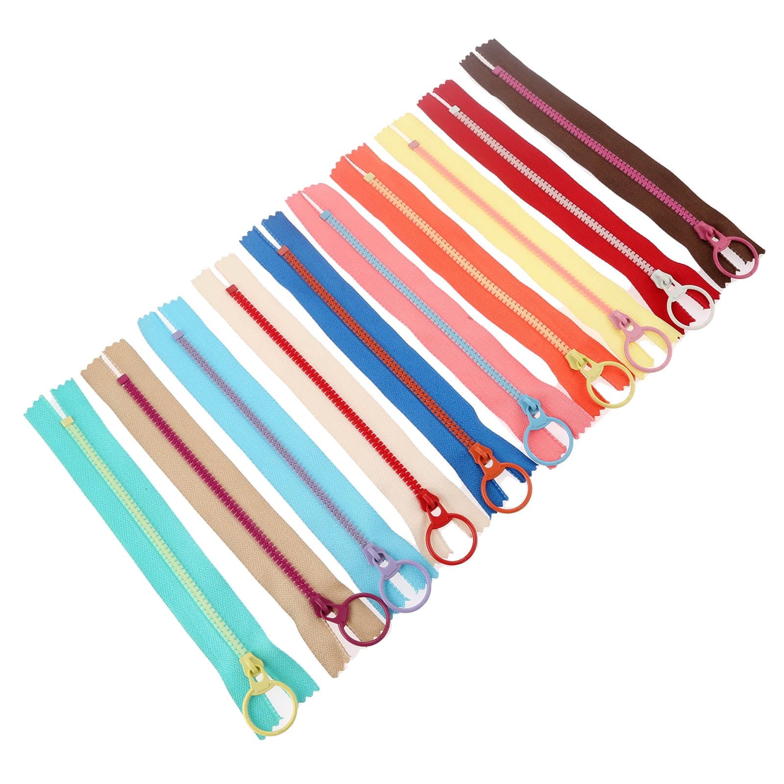 Mgoodoo10pcs 20cm Resin Zipper Metal Ring Puller Colorful Sewing Pouch Bag DIY Sewing Craft Random Color