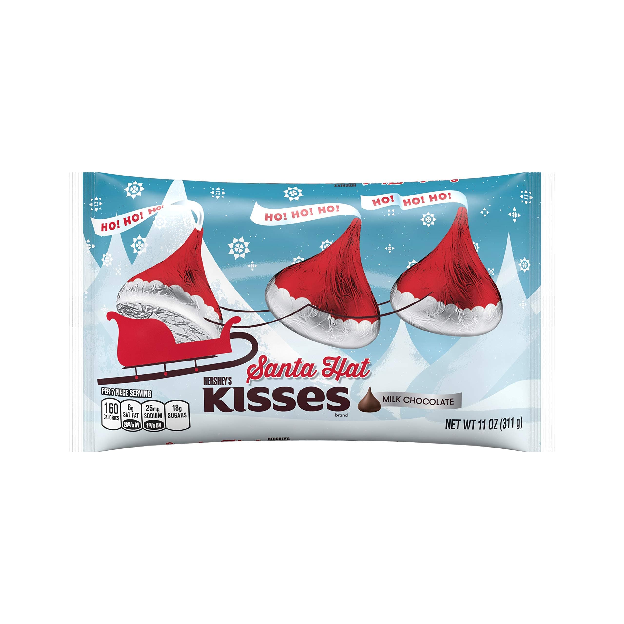HERSHEY'SKisses Holiday Milk in Santa Hat Foils, Chocolate, 11 Ounce