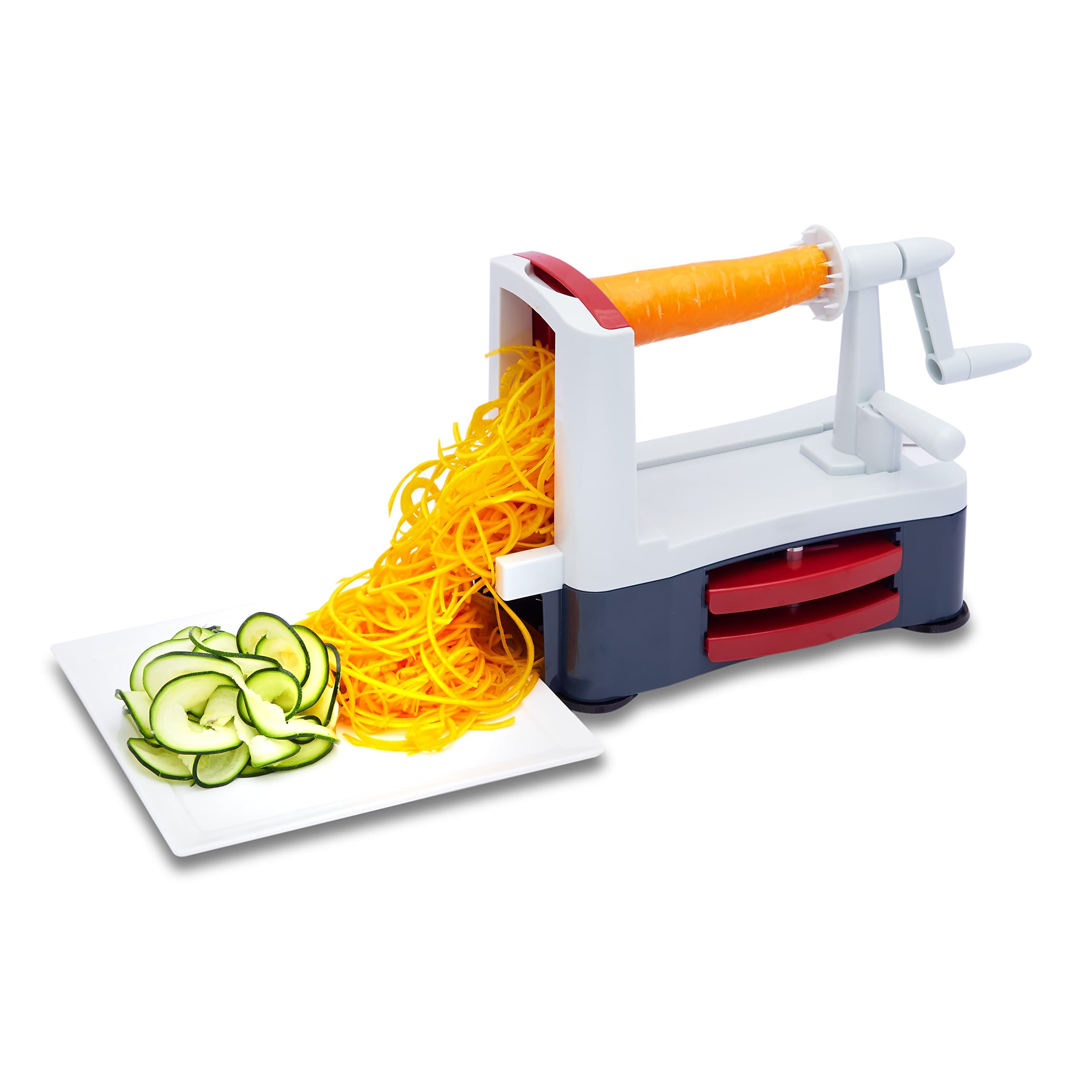 Vegetable Spiralizer - Perfect For Making Low Carb Gluten Free Paleo Vegan Meals - Best Vegetable Spaghetti Pasta Maker - Heavy Duty 3 Blade Slicer - Easy To Clean BPA Free - Hassle Free Guarantee