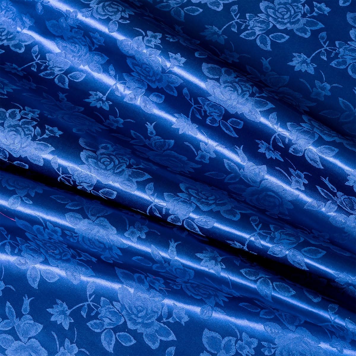 MaiMaiSuan 60" Wide Royal Blue Satin Floral Jacquard Fabric Shiny Silky Satin Fabric by The Yard for Table Runner,Napkins,Wedding,Dress,Bedding Sheet,DIY Crafts,3 Yards