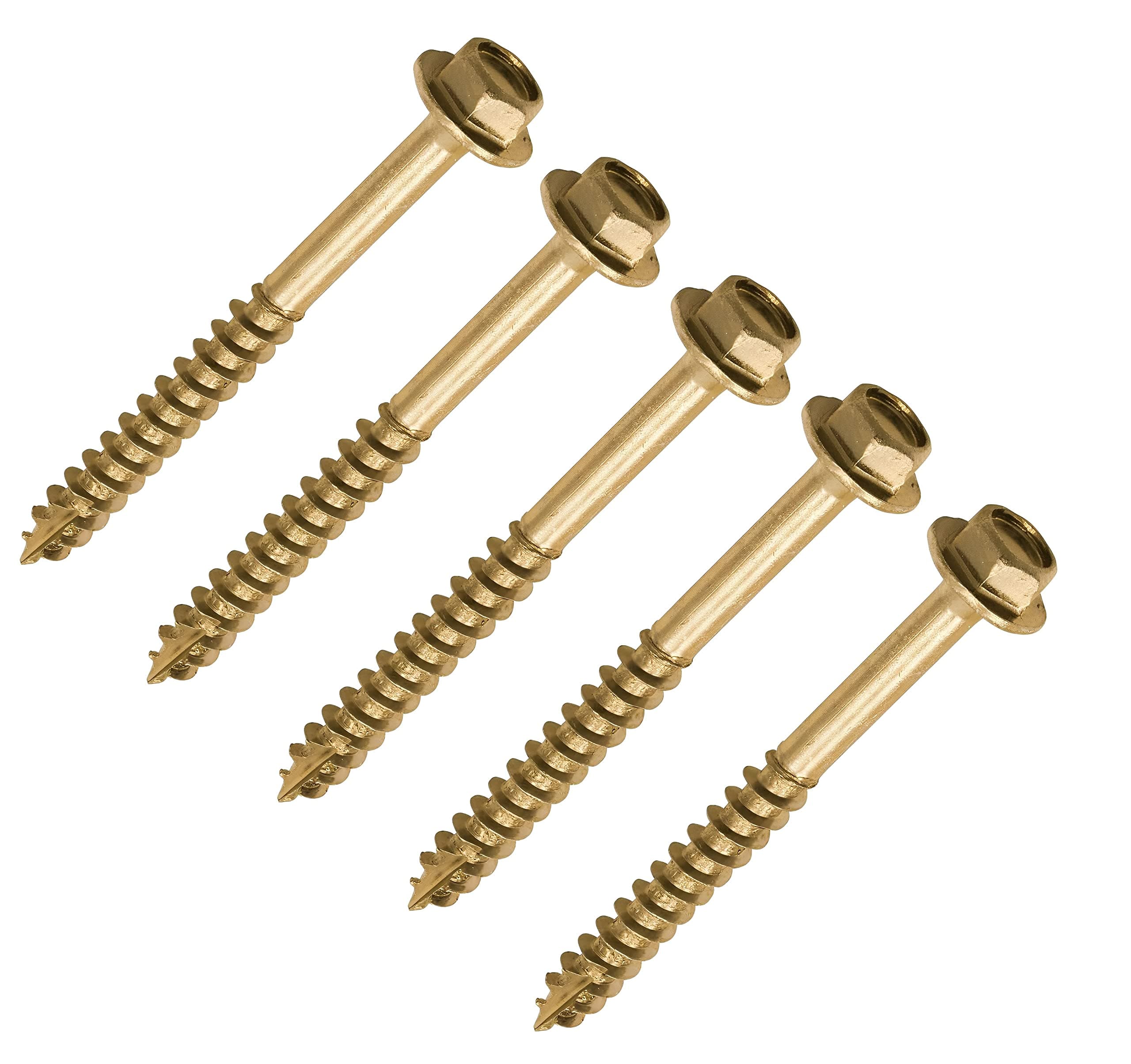 TERF® 6.0 X 100mm Advanced Turbo Coach Screws 6.0 X 100mm Slash Point Hex Flange Head Solo Coach Screw Yellow - Pack of 20