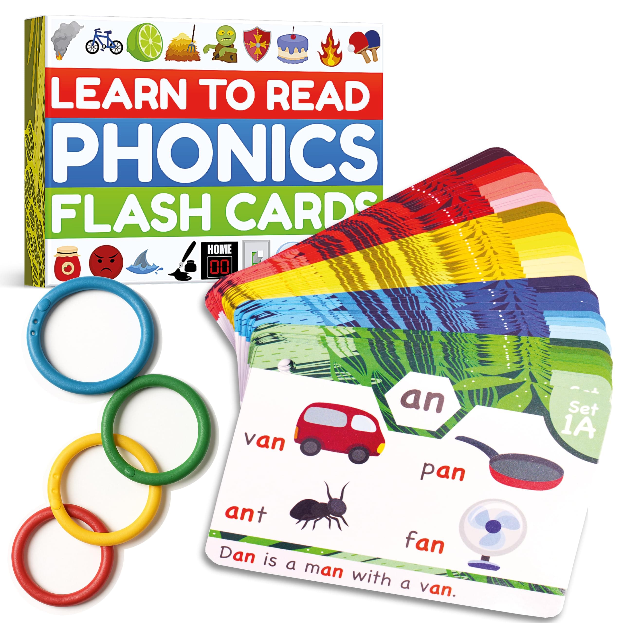 THE BAMBINO TREE Phonics Flash Cards - Learn to Read in 20 Phonic Stages - Education for Kids Ages 4-8 Kindergarten 1st 2nd Grade