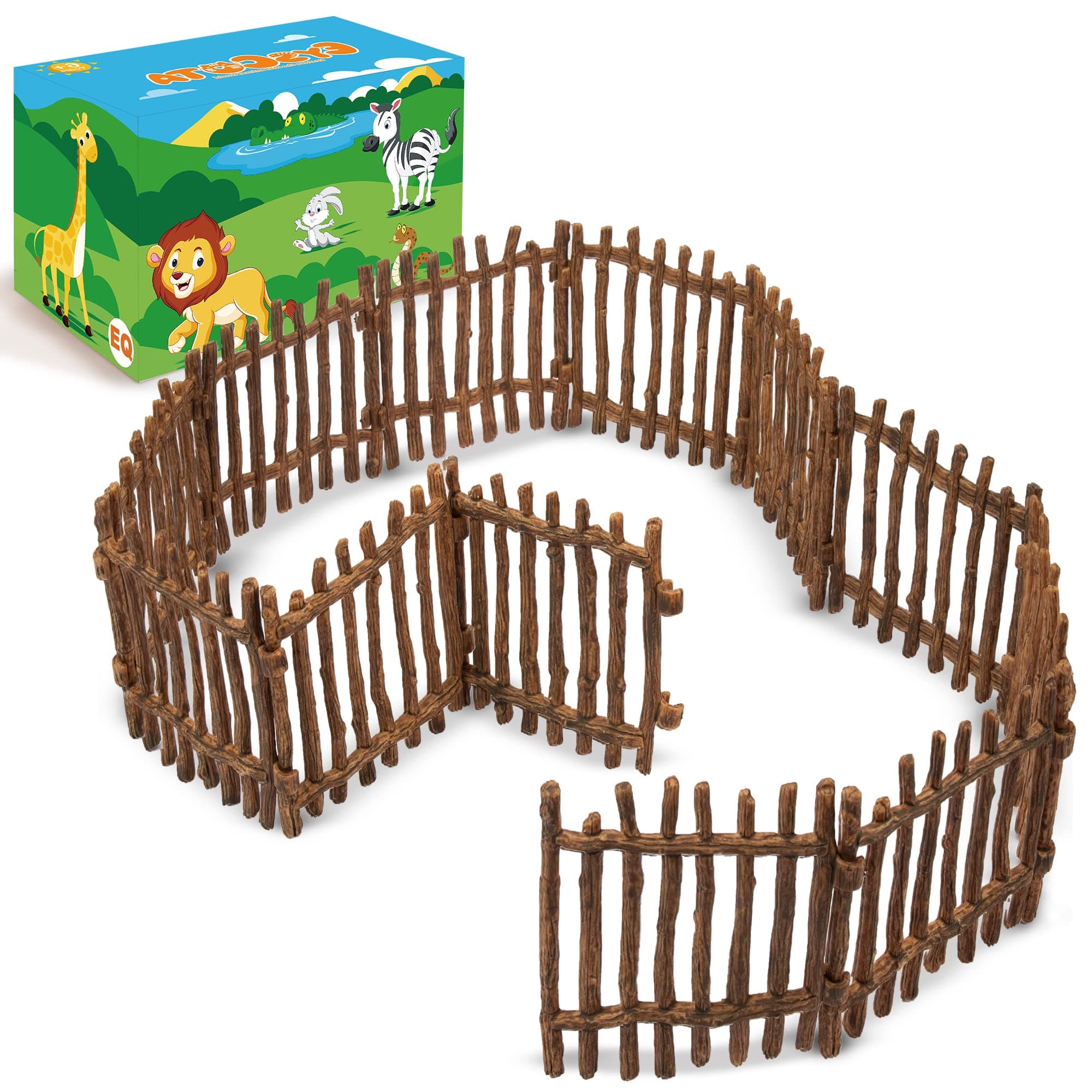 EYSCOTA Farm Fence Toys Plastic Corral Fencing Accessories Playset Barn Paddock Farm Animal Figures Kids Toddler 12pcs