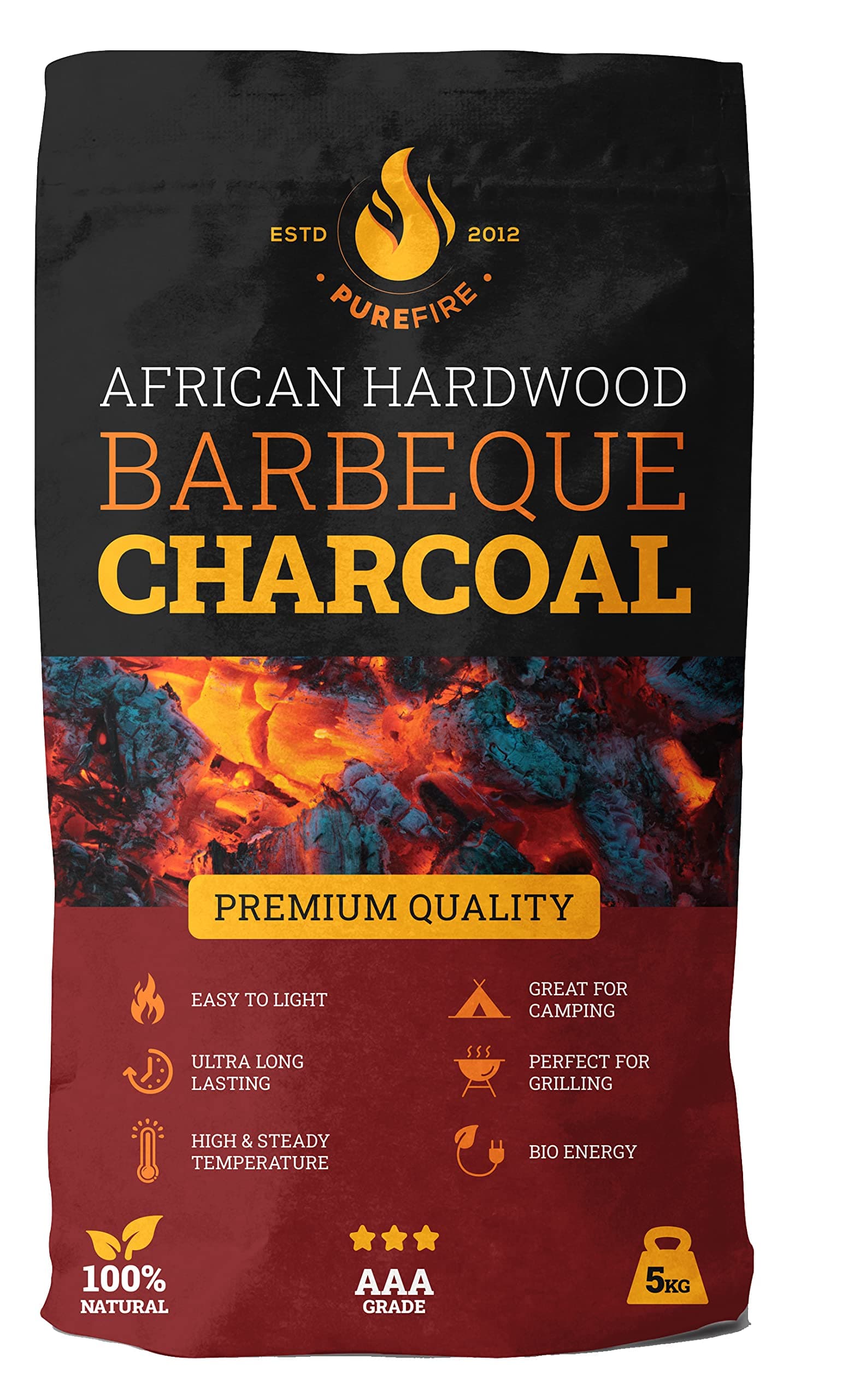 5KG Natural Lump Charcoal | 100% Hardwood, High Heat, Low Ash | Restaurant-Grade BBQ Charcoal for Grilling, Smoking & Kamado Cookers | Long-Lasting & Eco-Friendly