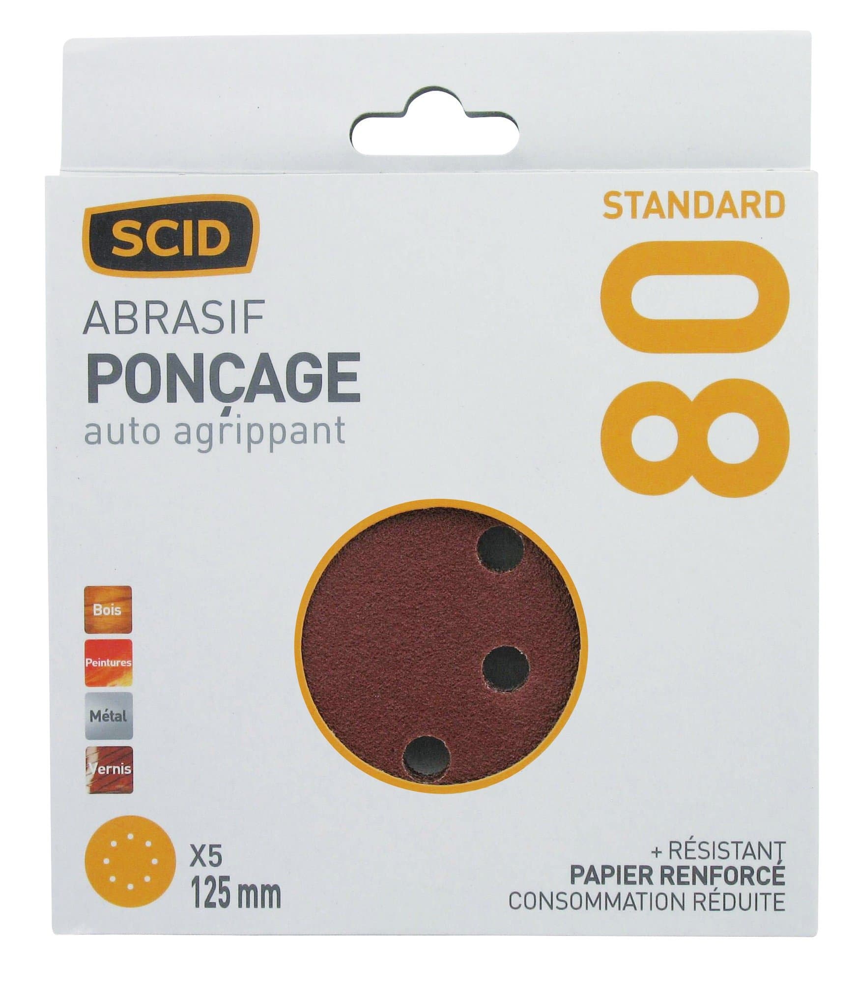 Self Grip Scid Disc diameter 125 mm 8 Holes 80 Grit – Pack of 5