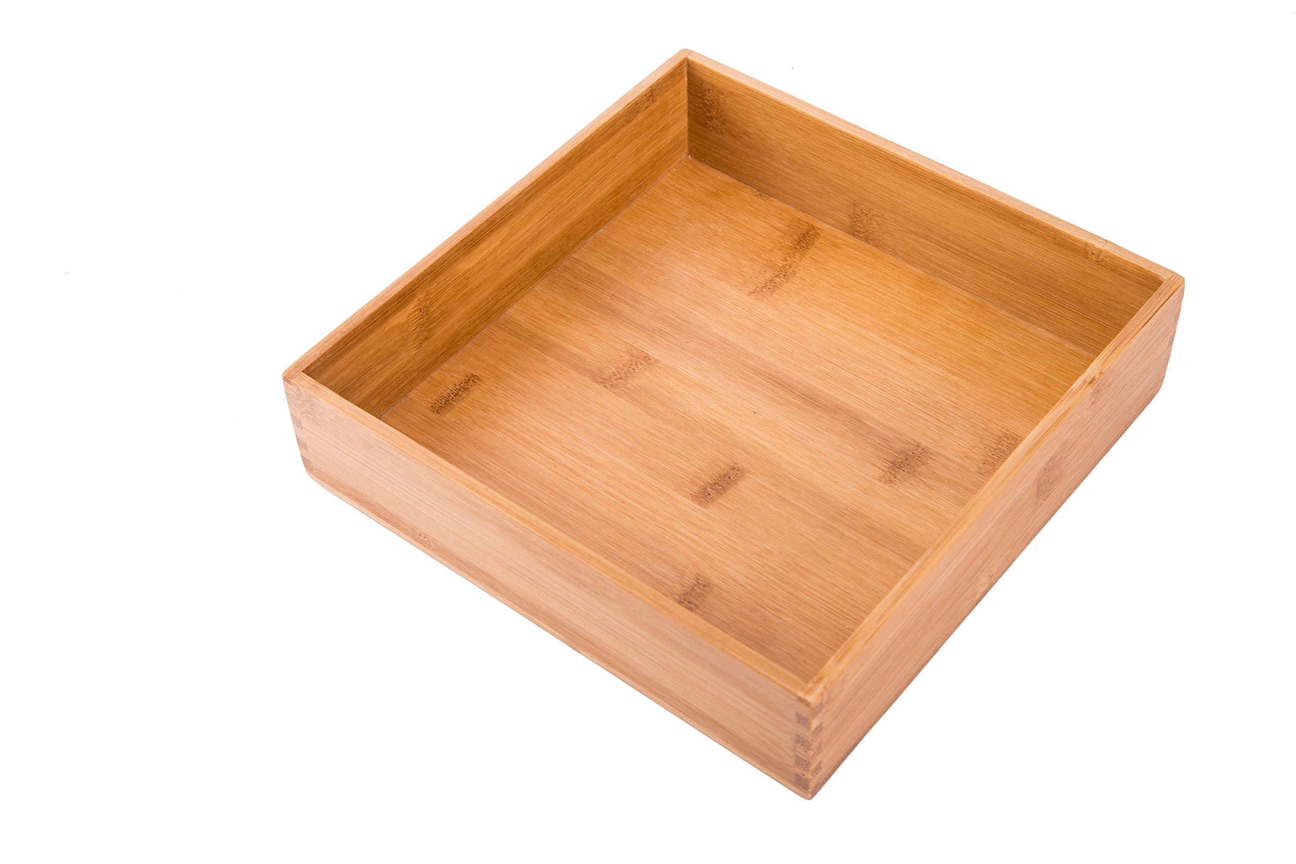 Bamboo Wardrobe Clothes Jewellery Organizer Box Square Oragnizer Boxes Wooden Snack Nut Storage Boxes, Bamboo 8"*8"