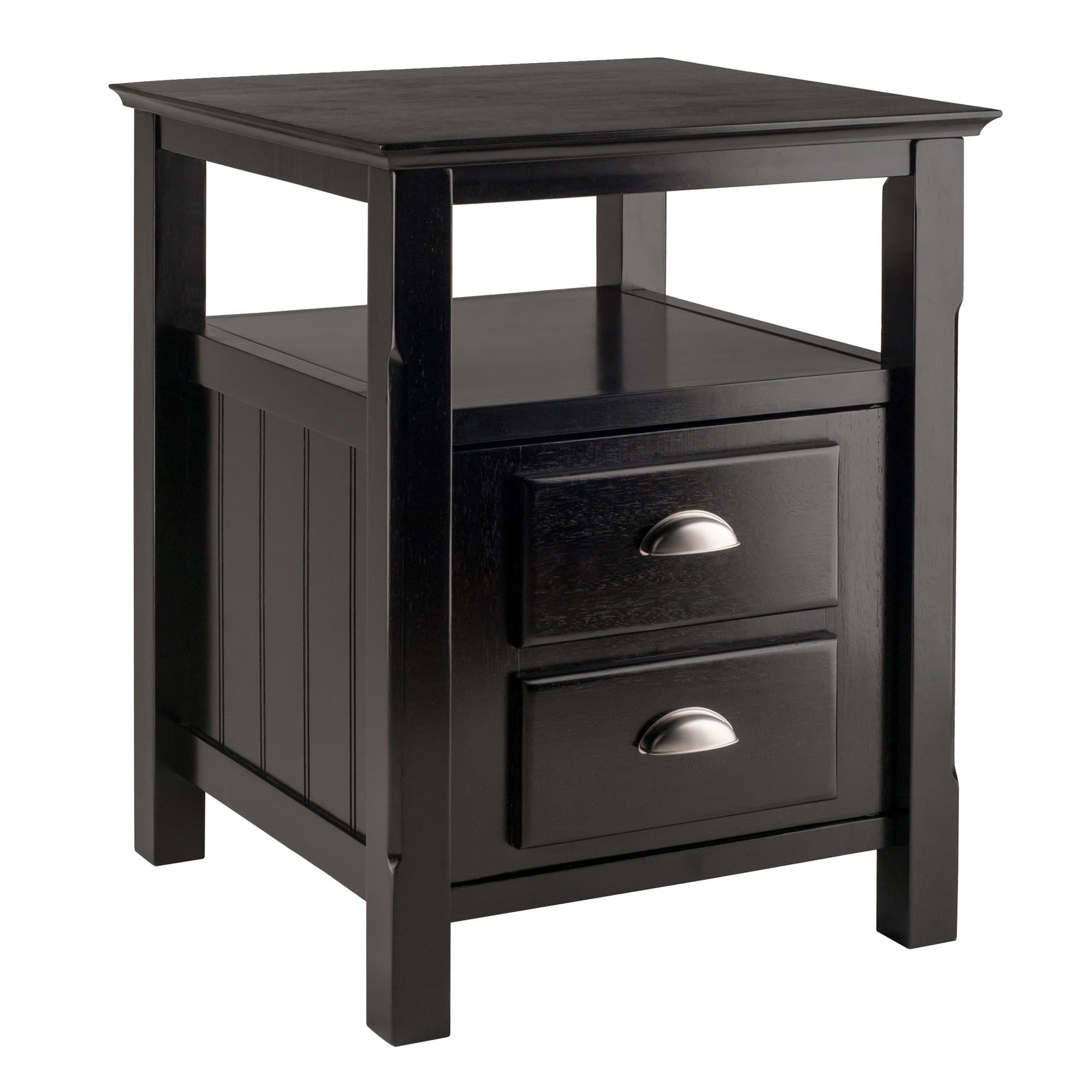 Winsome Timber Nightstand with Door, for Bedroom, Living Room, Black
