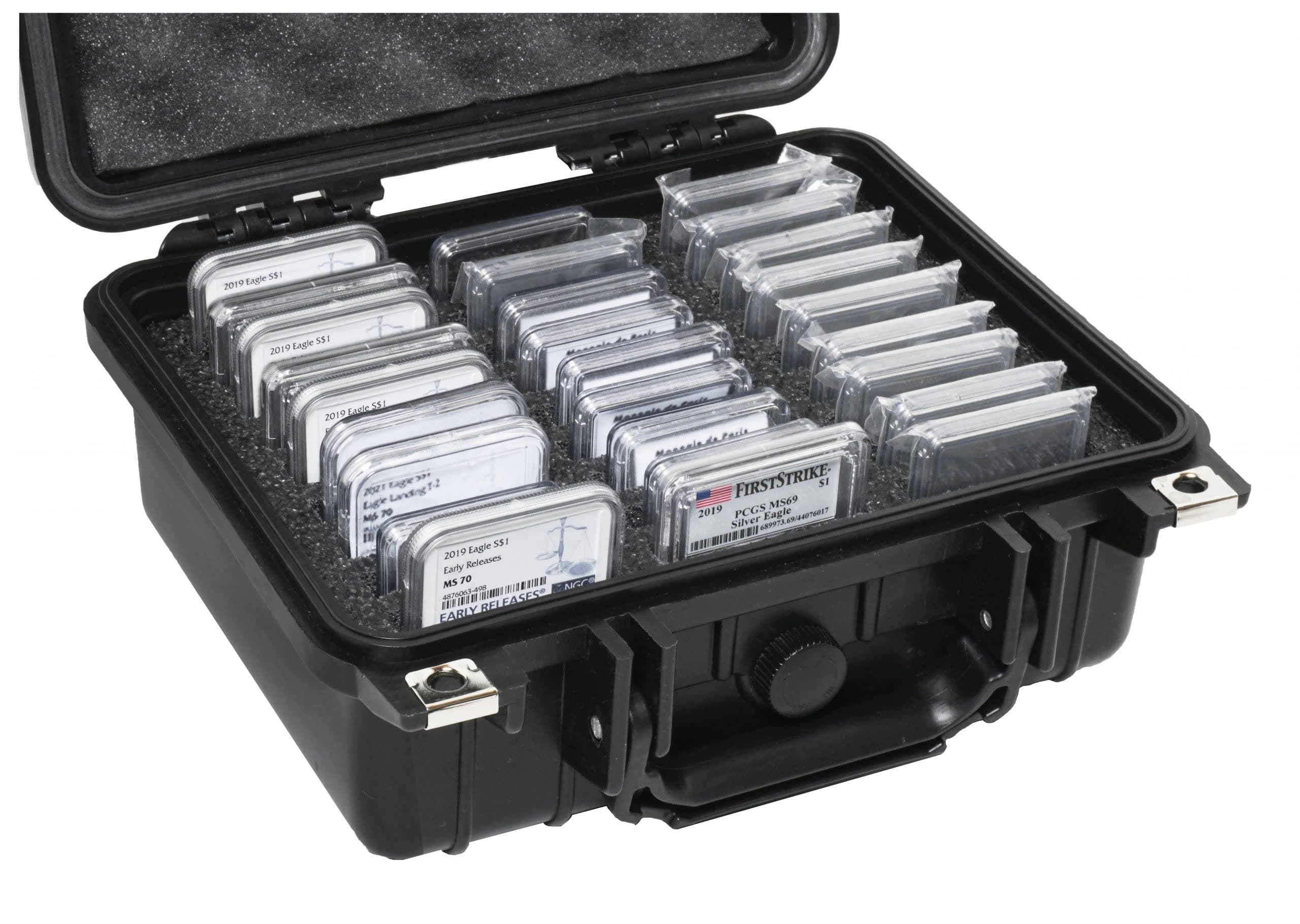 Case Club 27-45 Graded Coin Slab Case - Slotted Foam Separates Slabs - Fits PCGS, NGC & More - Travel Holder for Storage, Transport, & Organization of Coin Collection - Hard Shell Plastic