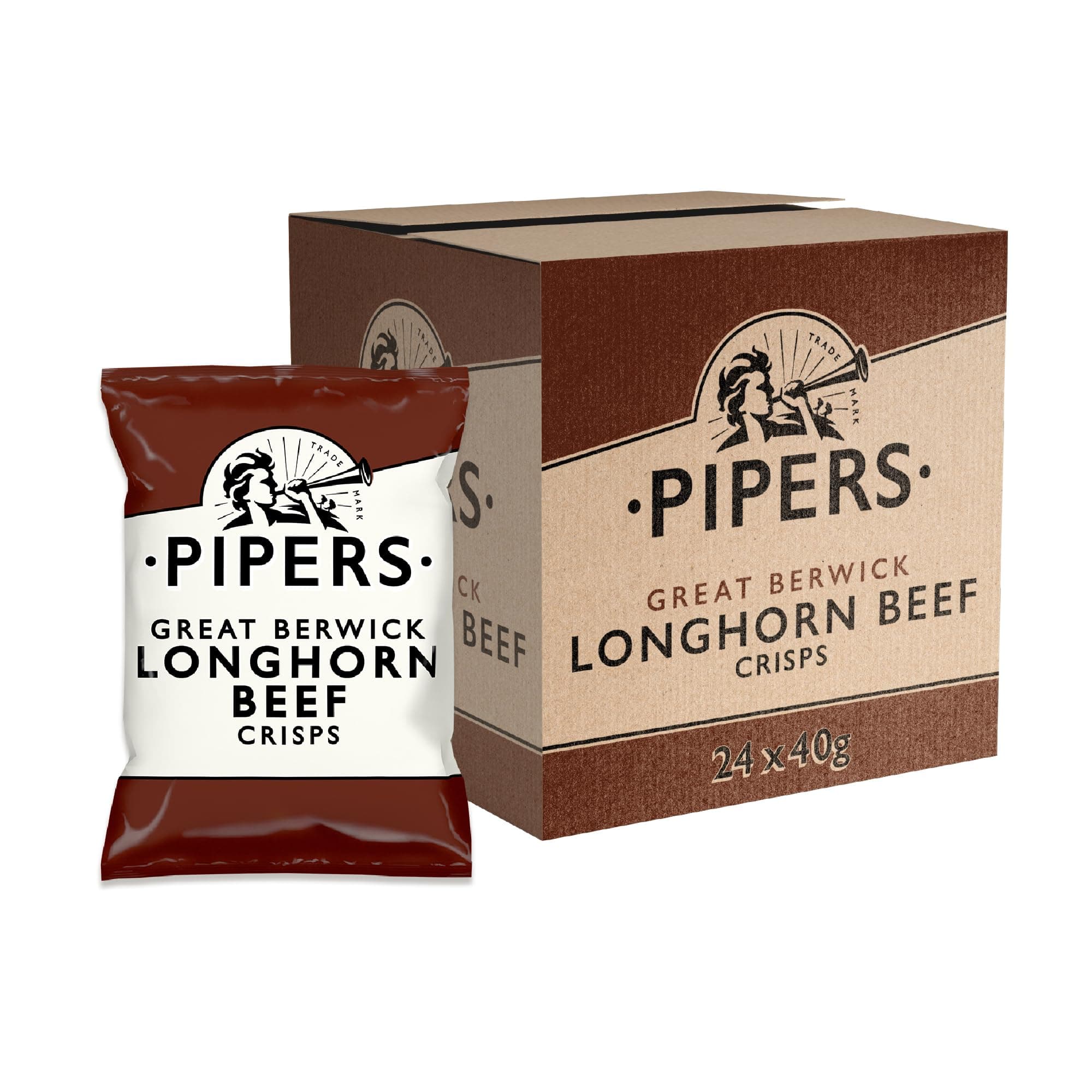Crisps | New Flavour | Berwick Longhorn Beef | Full Case | Gluten Free, 40 g (Pack of 24)