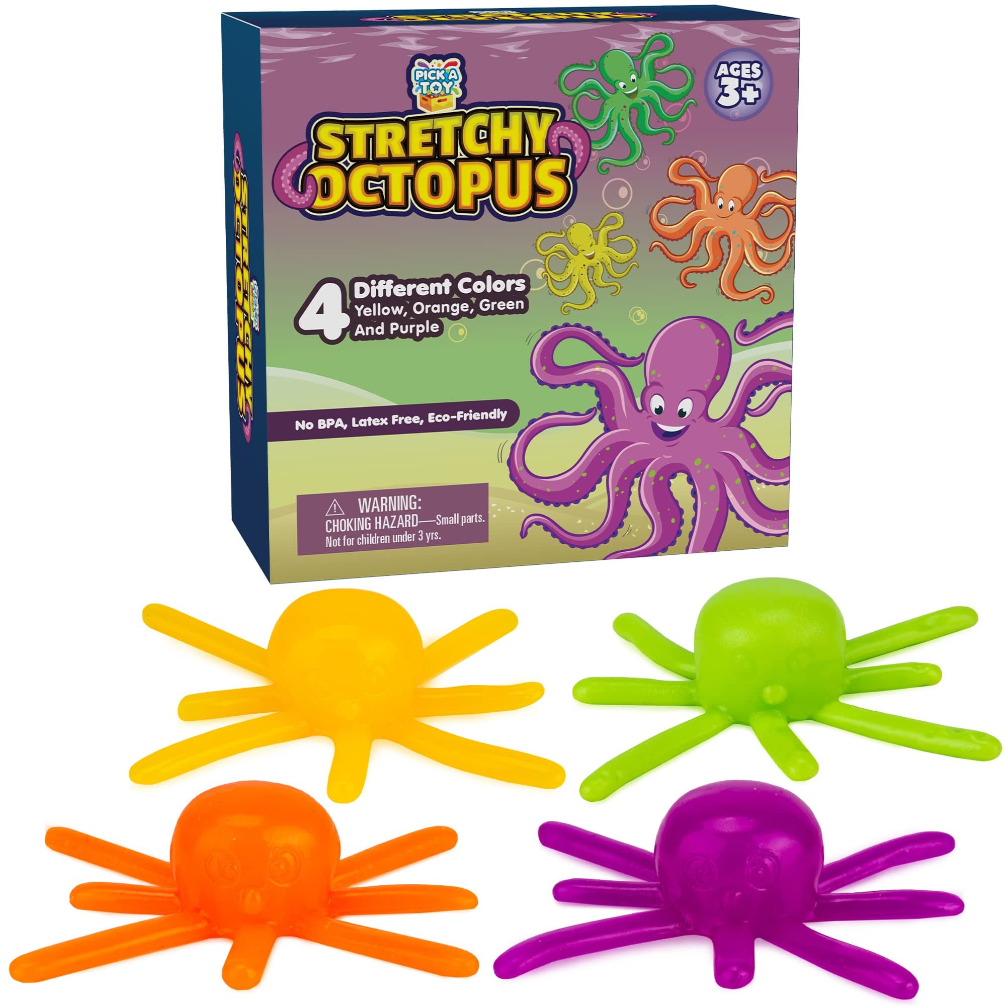 Sticky Wall Crawling Toys for Kids Washable and Reusable Sticky Climbers, 4 Pack Octopus Wall Crawling Sticky Toys, Soft and Flexible Squishy Walkers, Party Favors, Easter Basket Stuffer