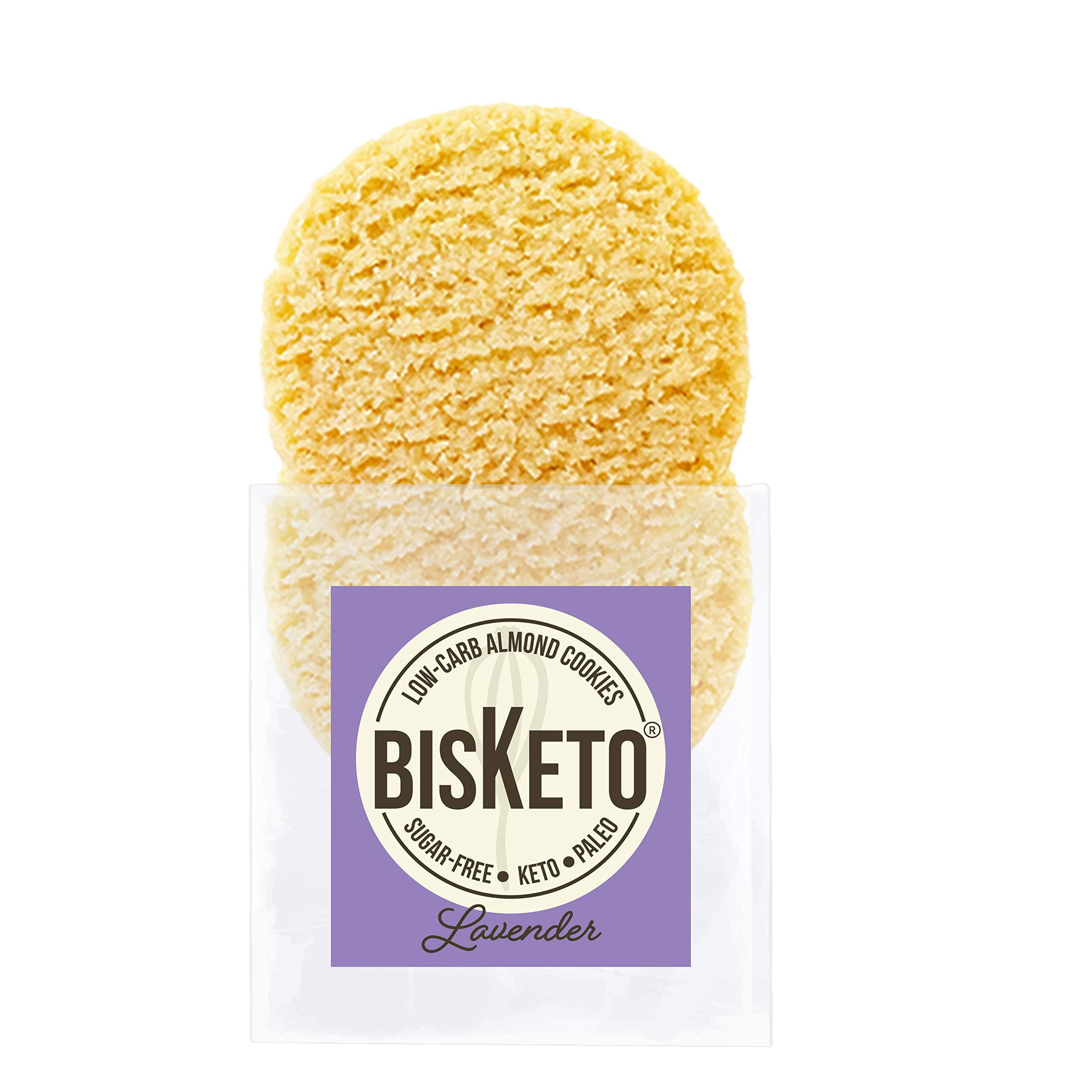 Low Carb Cookies BisKeto - Keto Snacks, Low Net Carbs, No Sugar, Gluten & Grain Free, Ketogenic Diet Friendly & Healthy Snack Food - Box with 6 Packs,12 Cookies (Lavender)