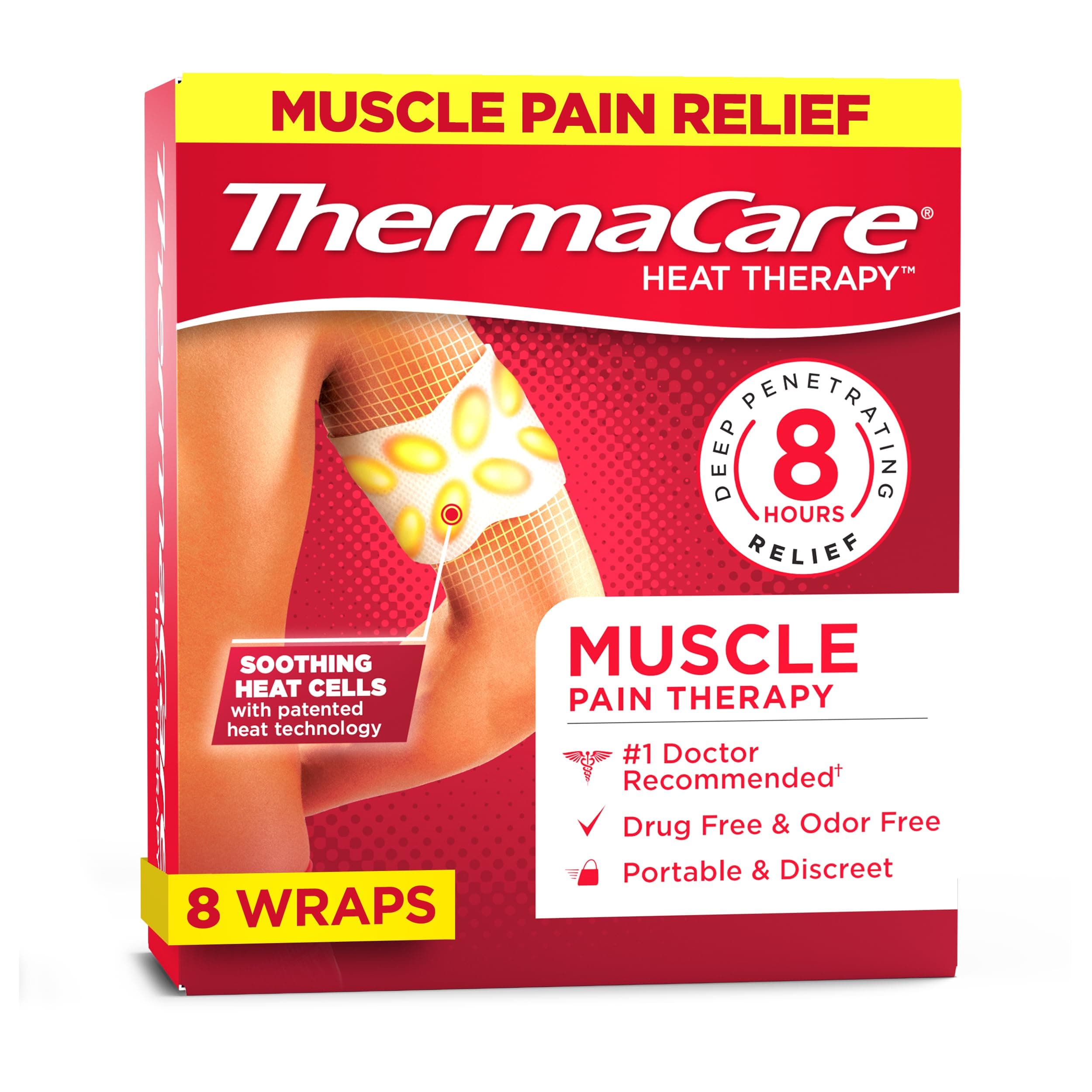 Portable Heating Pad, Muscle Therapy Patches, Multi-Purpose Heat Wraps, 8 Count