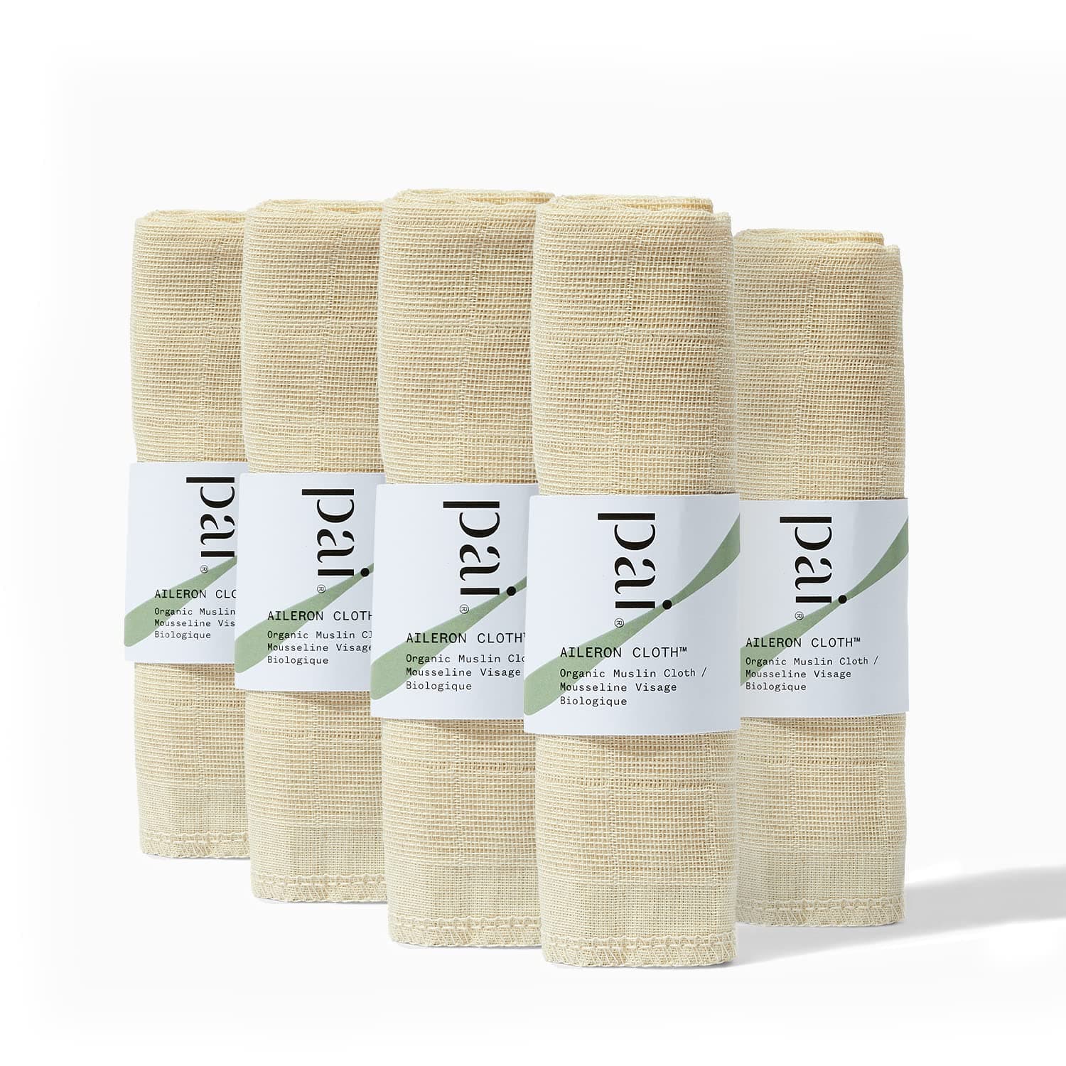 Pai Skincare - The Aileron Exfoliating Organic Muslin Cloth | Natural, Vegan, Sensitive Skincare (5 Pack)