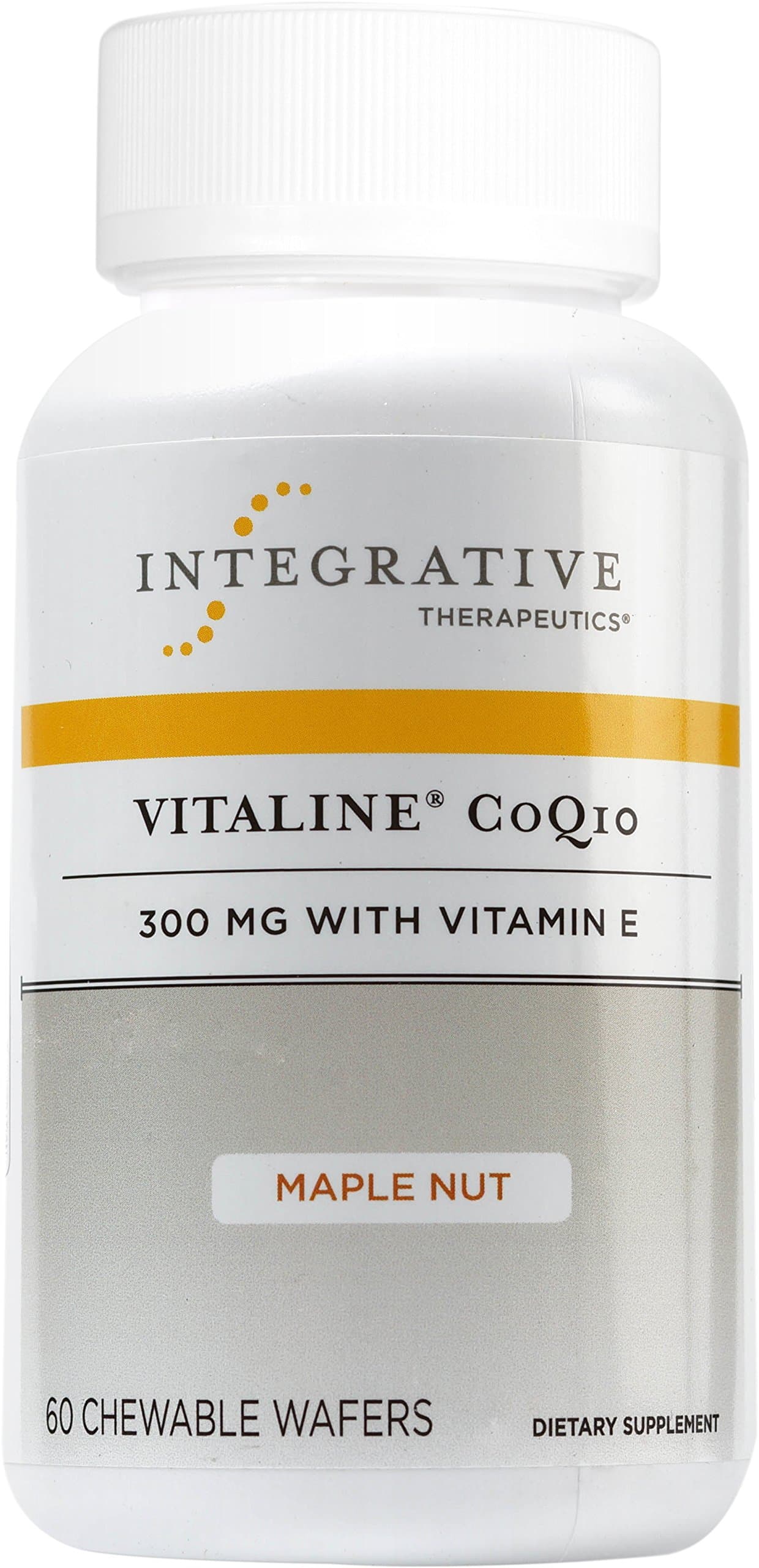 Integrative Therapeutics - Vitaline CoQ10-300 mg CoQ10 with Vitamin E - Supports Heart & Brain Health - Maple Nut Flavor - 60 Chewable Wafers