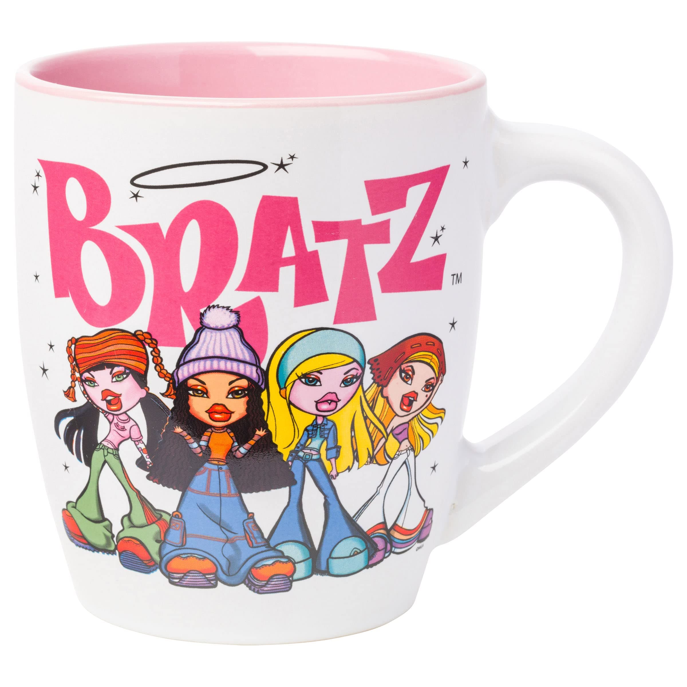 Silver Buffalo Bratz Logo and Group Jumbo Curved Ceramic Mug, 25 Ounce