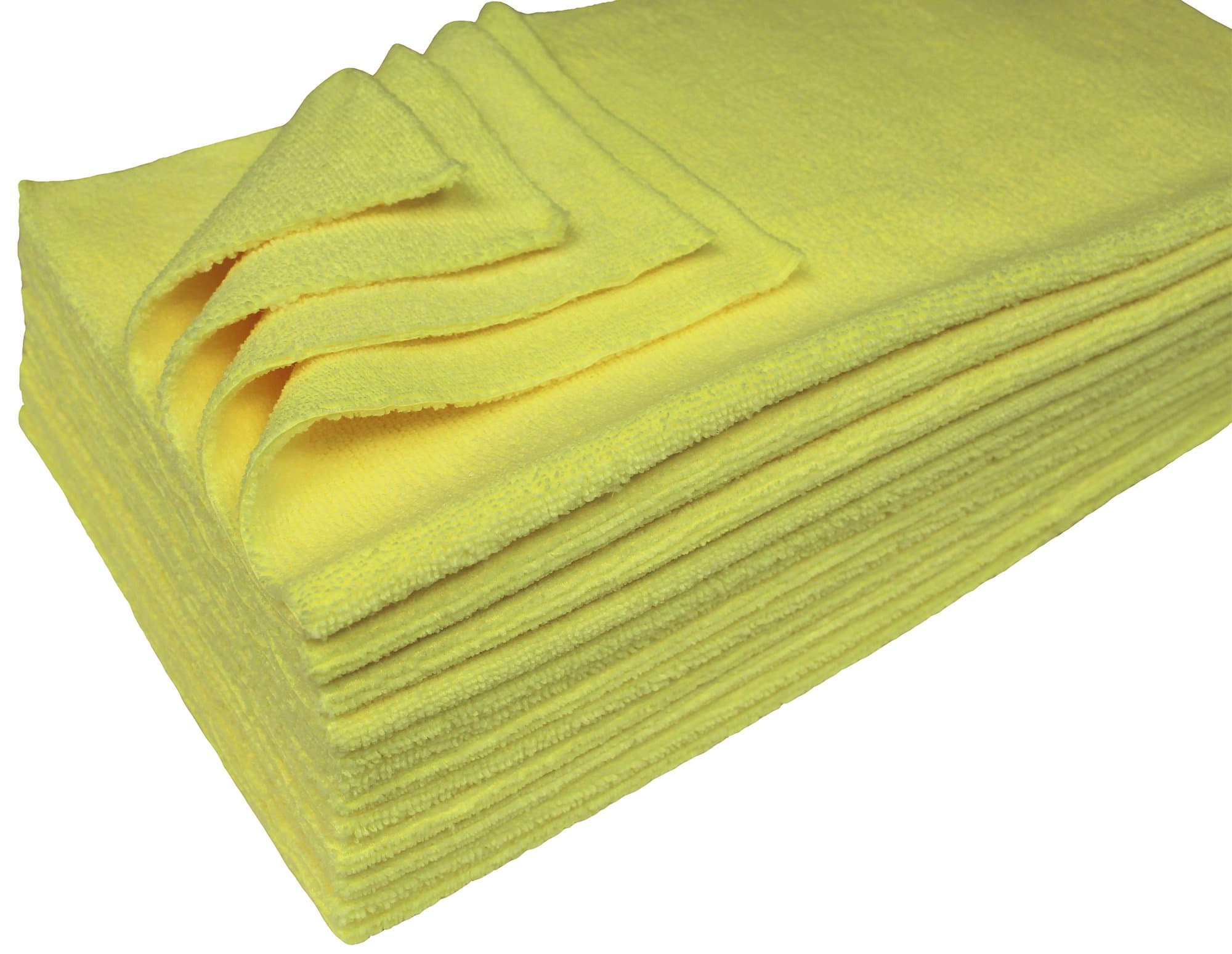 Detailer's Preference Premium Edgeless Microfiber Towels, 350 GSM, Ultra Soft, Lint-Free, Streak-Free, Scratch-Free, Highly Absorbent, for Auto, Home, and Detailing,16x16, 12-Pack, Yellow