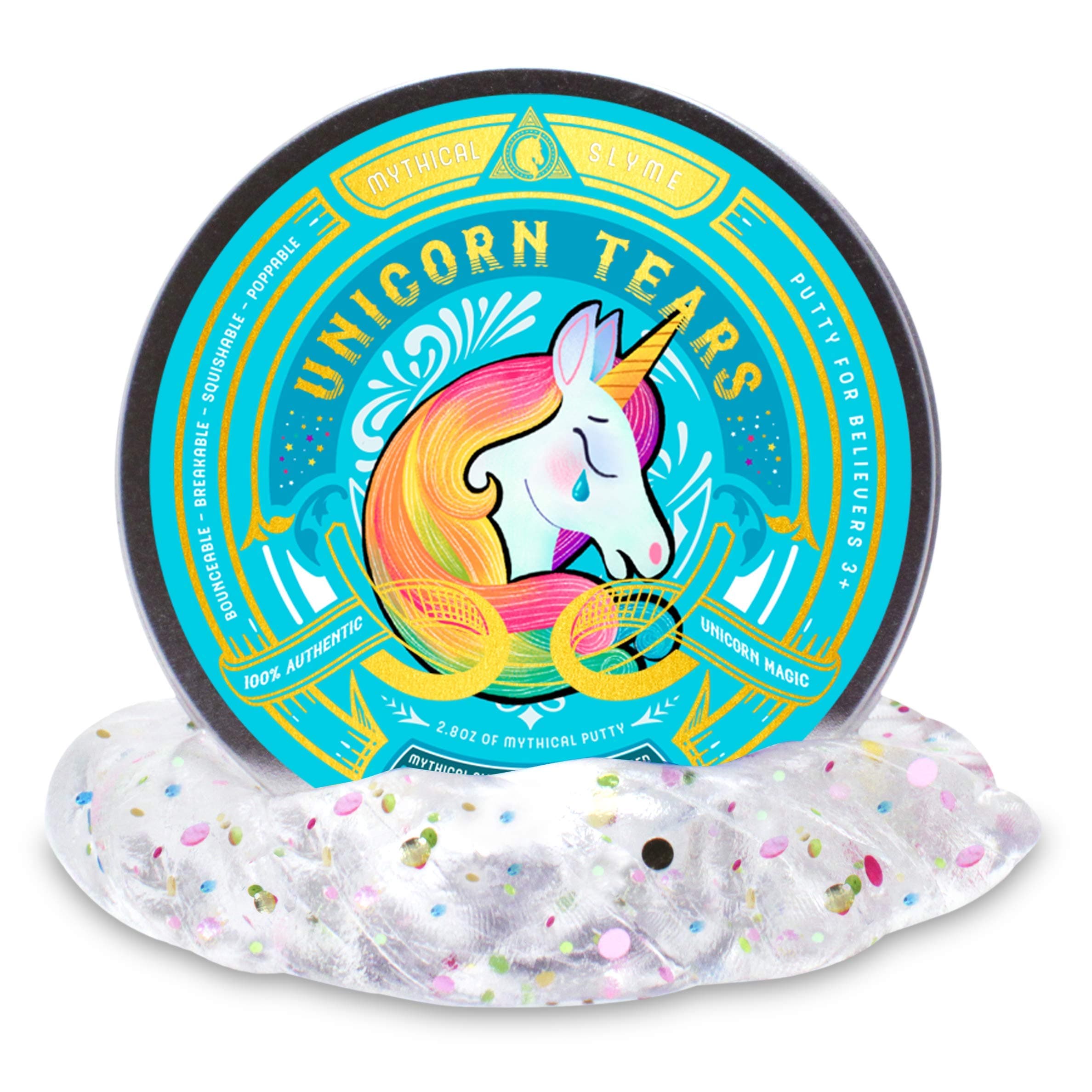 Unicorn Tears Clear Slime Plus Free Charm - 2.8oz Large Unicorn Putty Sensory Toys for Kids - Non-Toxic Unicorn Slime Party Favors, Stress-Reliever Glossy Slime Lavender Scent