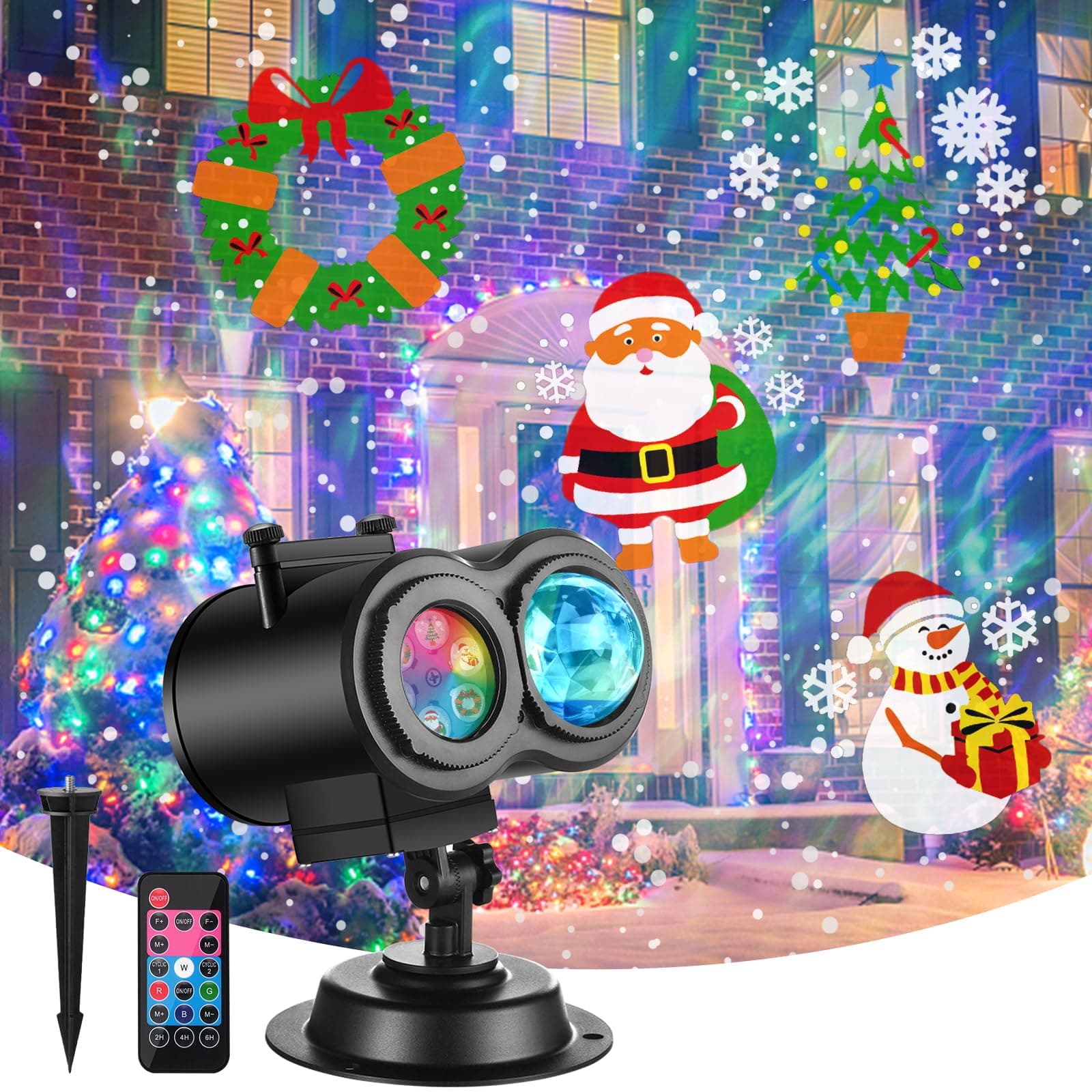 Halloween Christmas Projector Lights Outdoor, Brighter 14 HD Slides (3D Ocean Wave +Patterns) Waterproof Holiday Projector Lights Outdoor Indoor, Xmas Halloween Decorations for Yard Garden